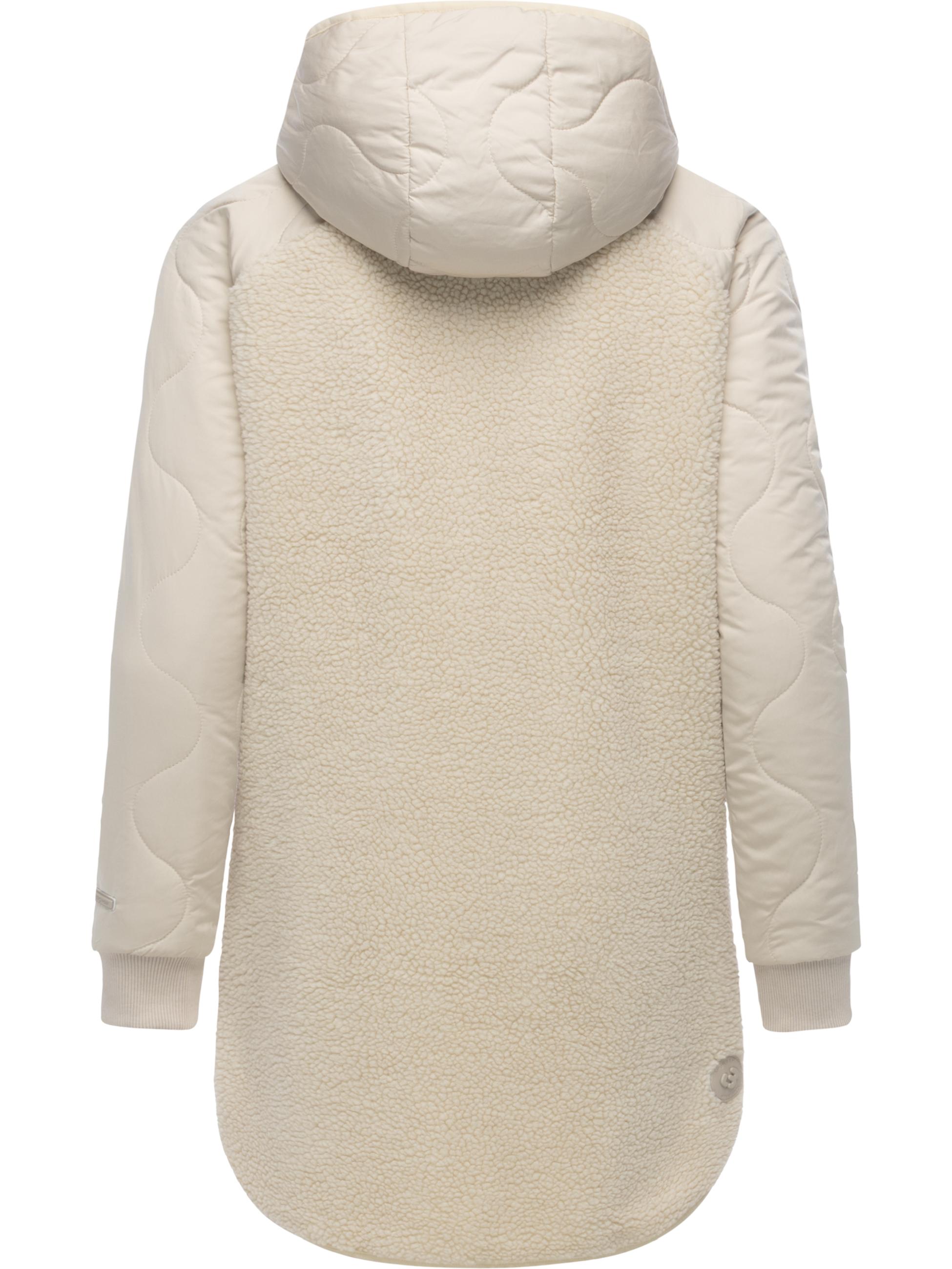 Lange Plüschjacke mit Kapuze "Longeddy" Ecru25