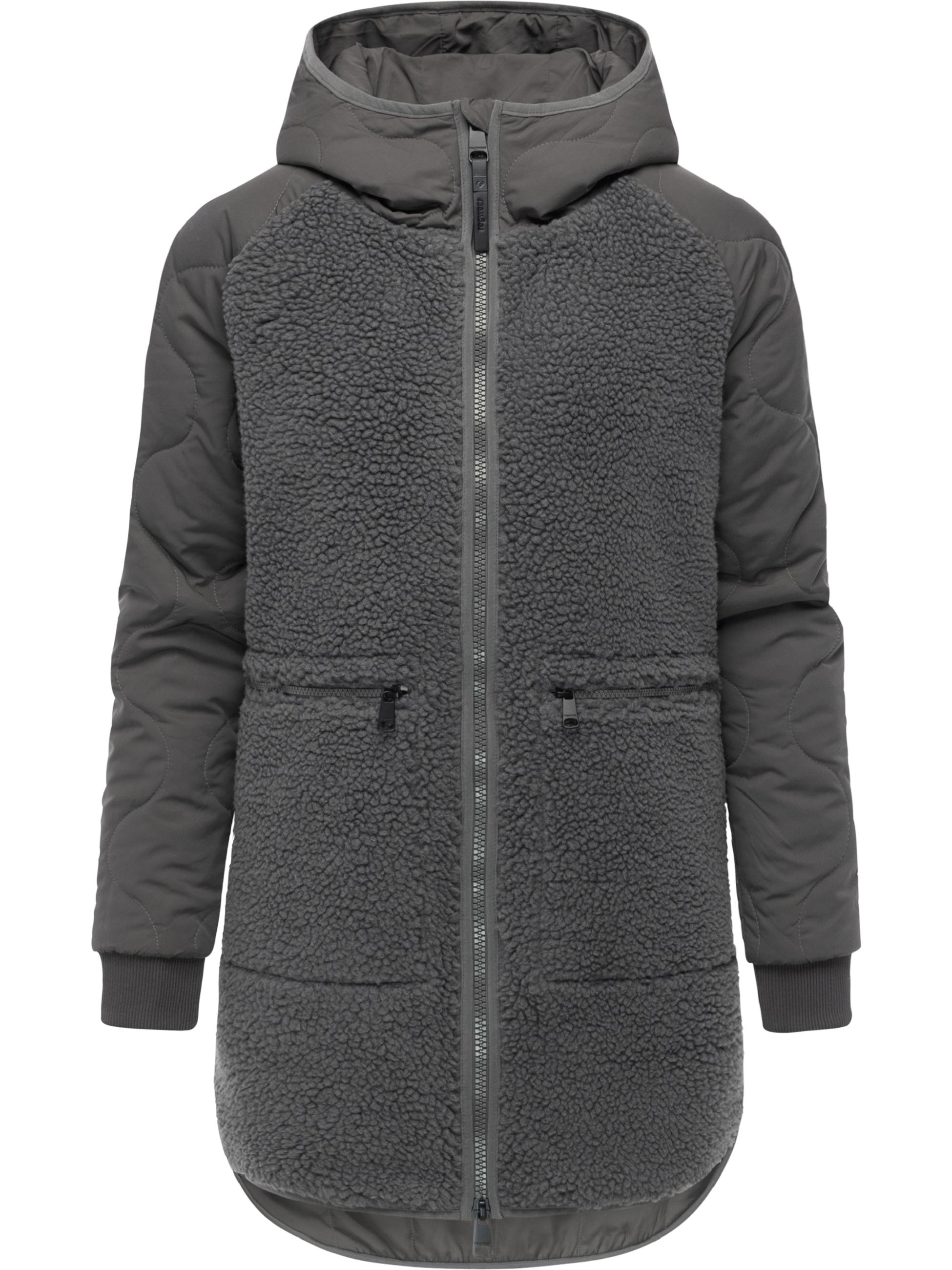 Lange Plüschjacke mit Kapuze "Longeddy" Stone Grey25