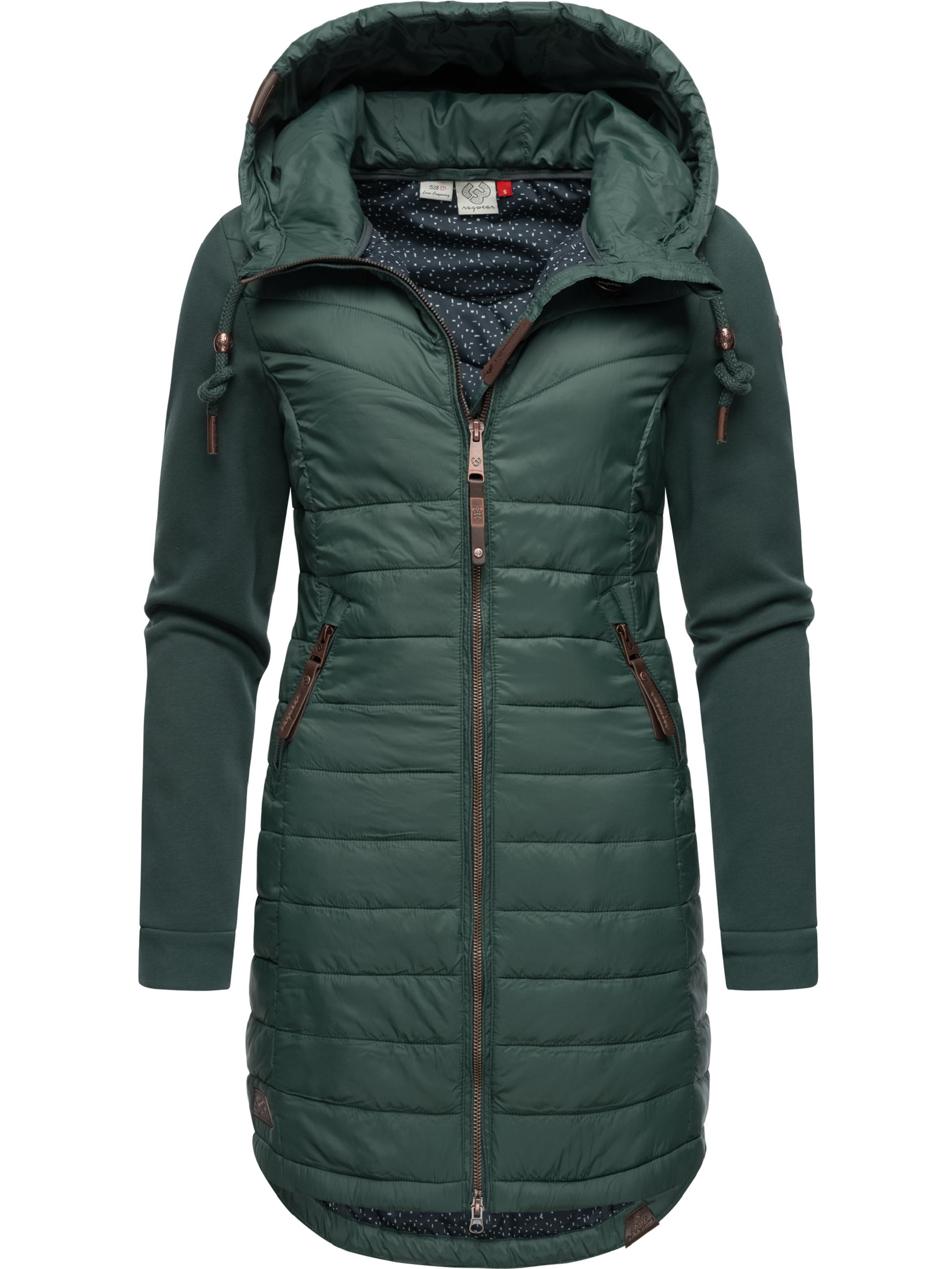 Langer Steppmantel Übergang "Lucinda Long II" Dark Green