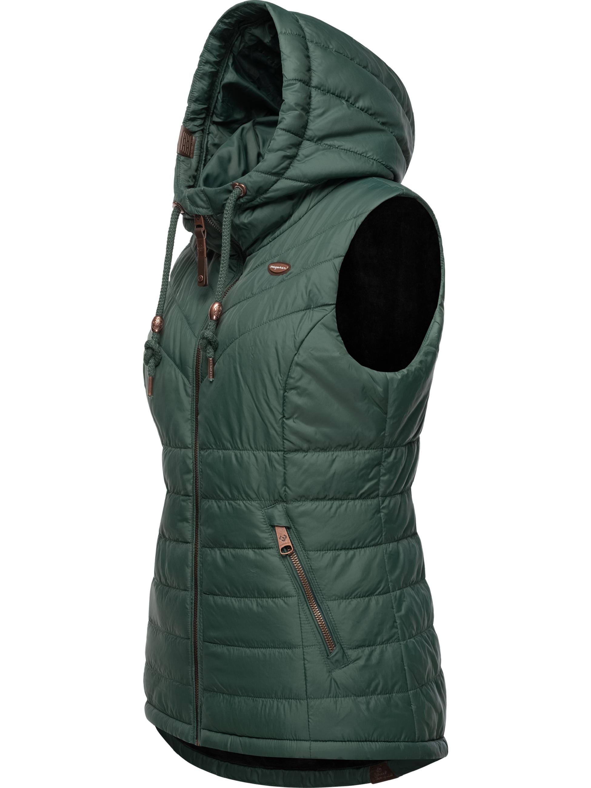 Gefütterte Steppweste mit Kapuze "Lucinda Vest" Dark Green