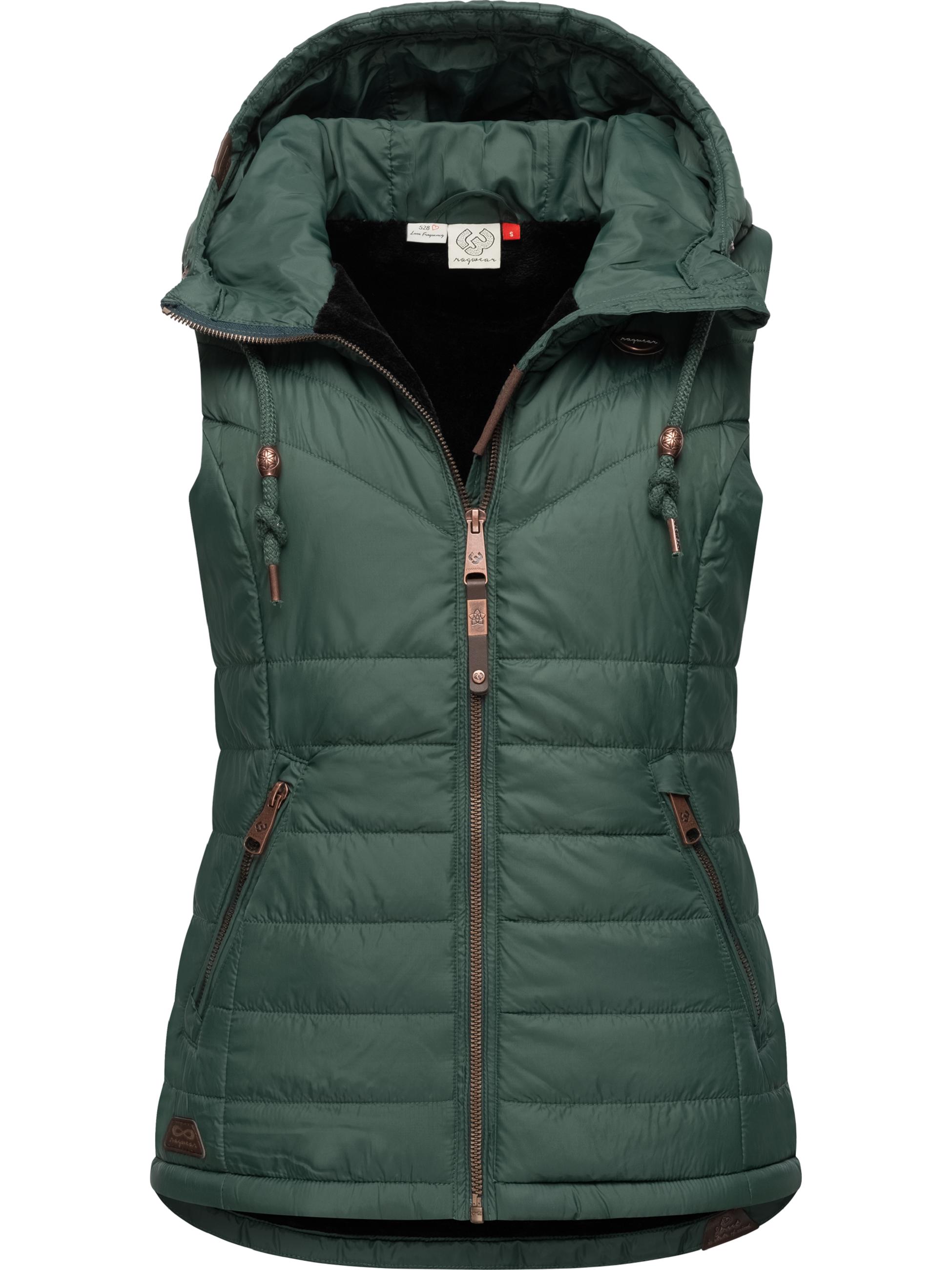 Gefütterte Steppweste mit Kapuze "Lucinda Vest" Dark Green