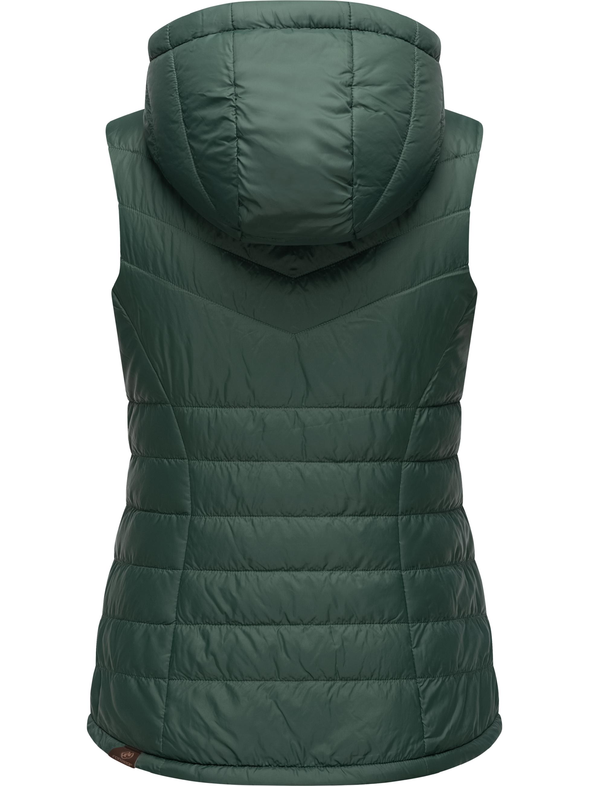 Gefütterte Steppweste mit Kapuze "Lucinda Vest" Dark Green