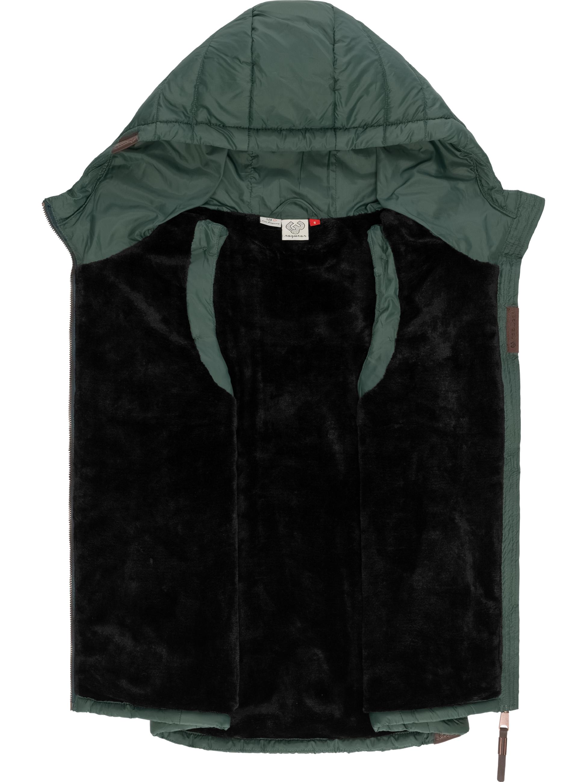 Gefütterte Steppweste mit Kapuze "Lucinda Vest" Dark Green