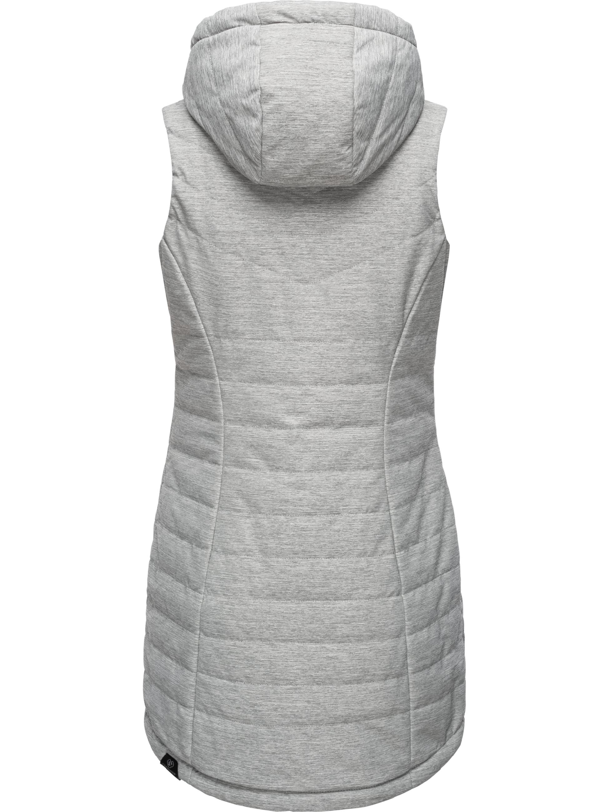 Extralange, warme Steppweste mit Kapuze "Lucinda Vest Long" White