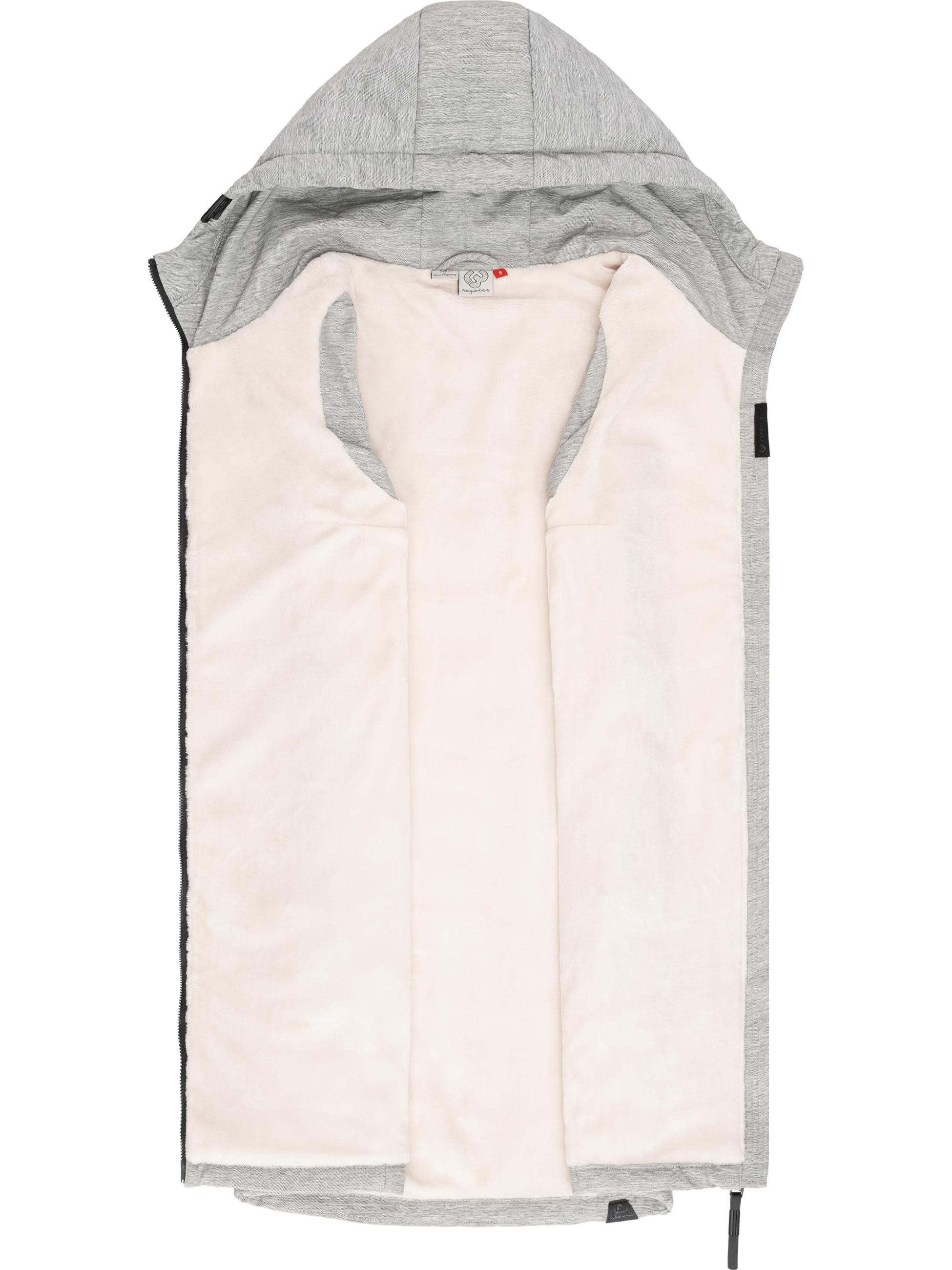 Extralange, warme Steppweste mit Kapuze "Lucinda Vest Long" White