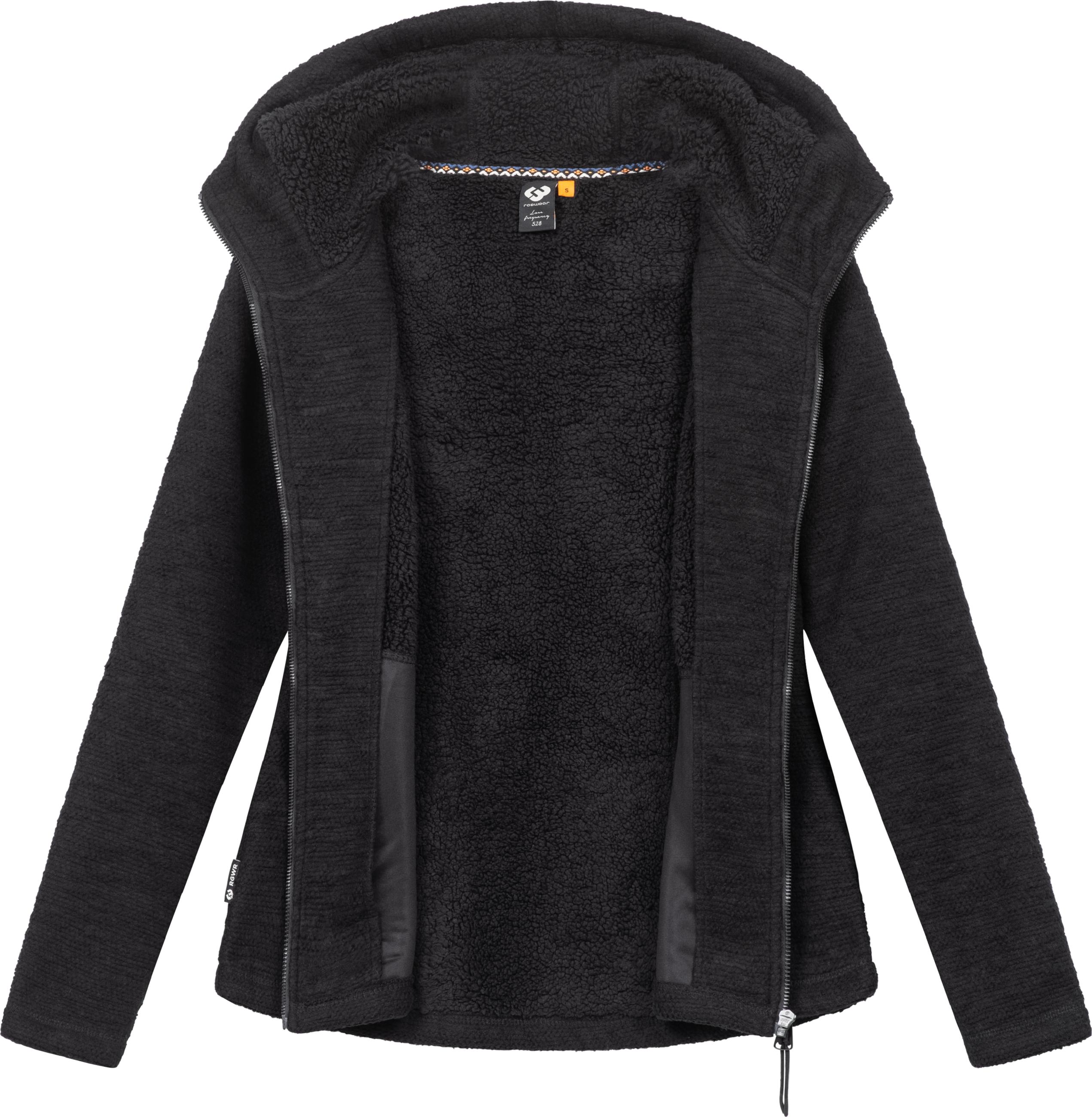 Teddyfell gefütterte Strickjacke "Lyshka Melange" Black