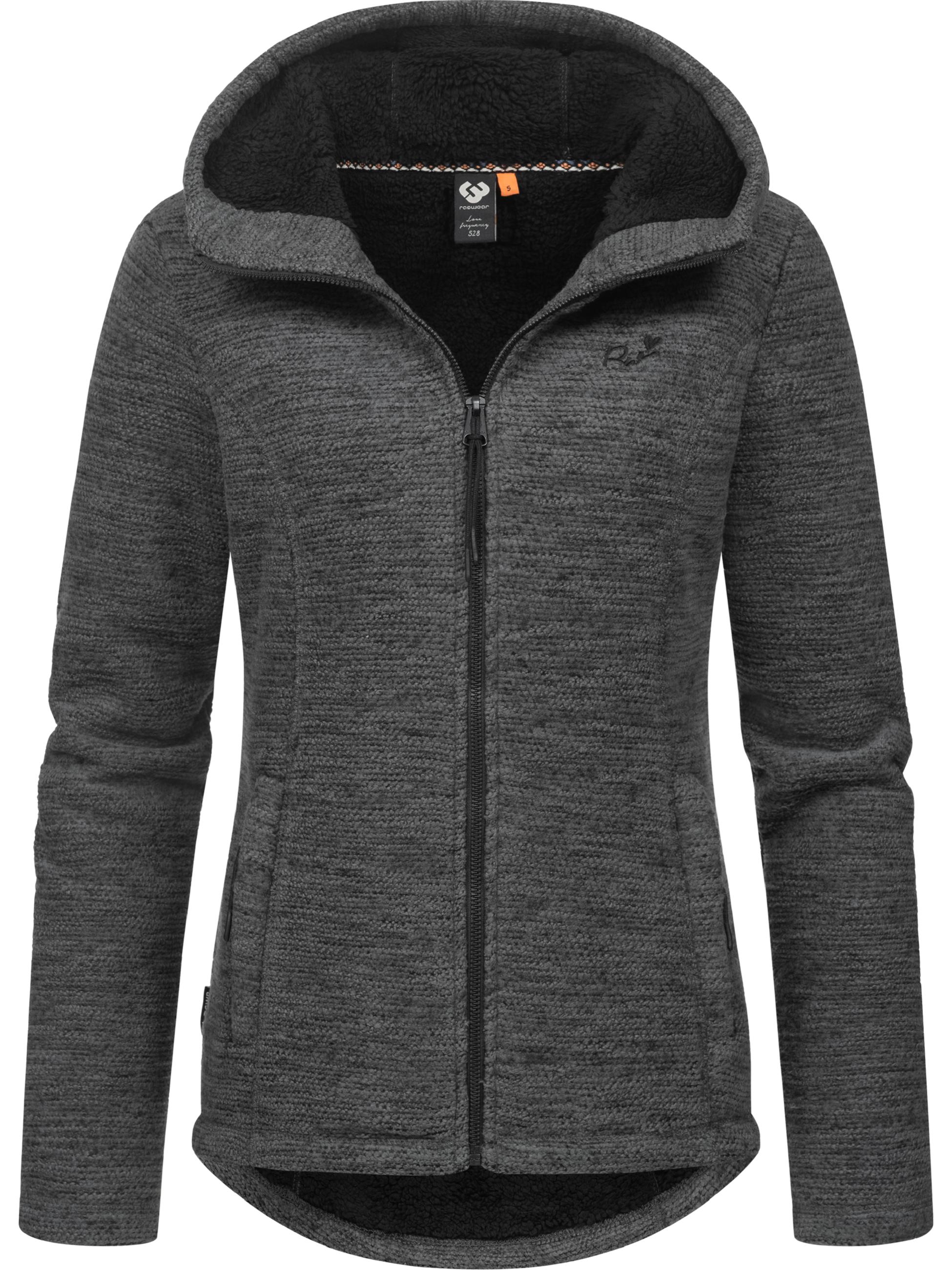 Teddyfell gefütterte Strickjacke "Lyshka Melange" Dark Grey