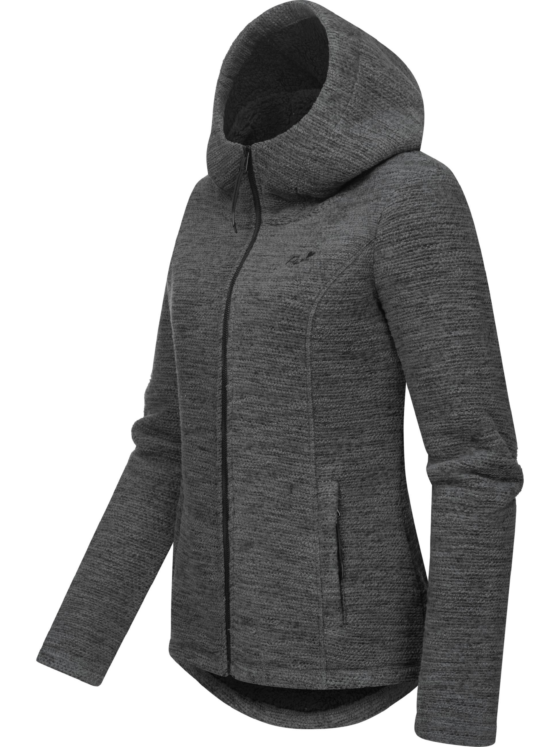 Teddyfell gefütterte Strickjacke "Lyshka Melange" Dark Grey