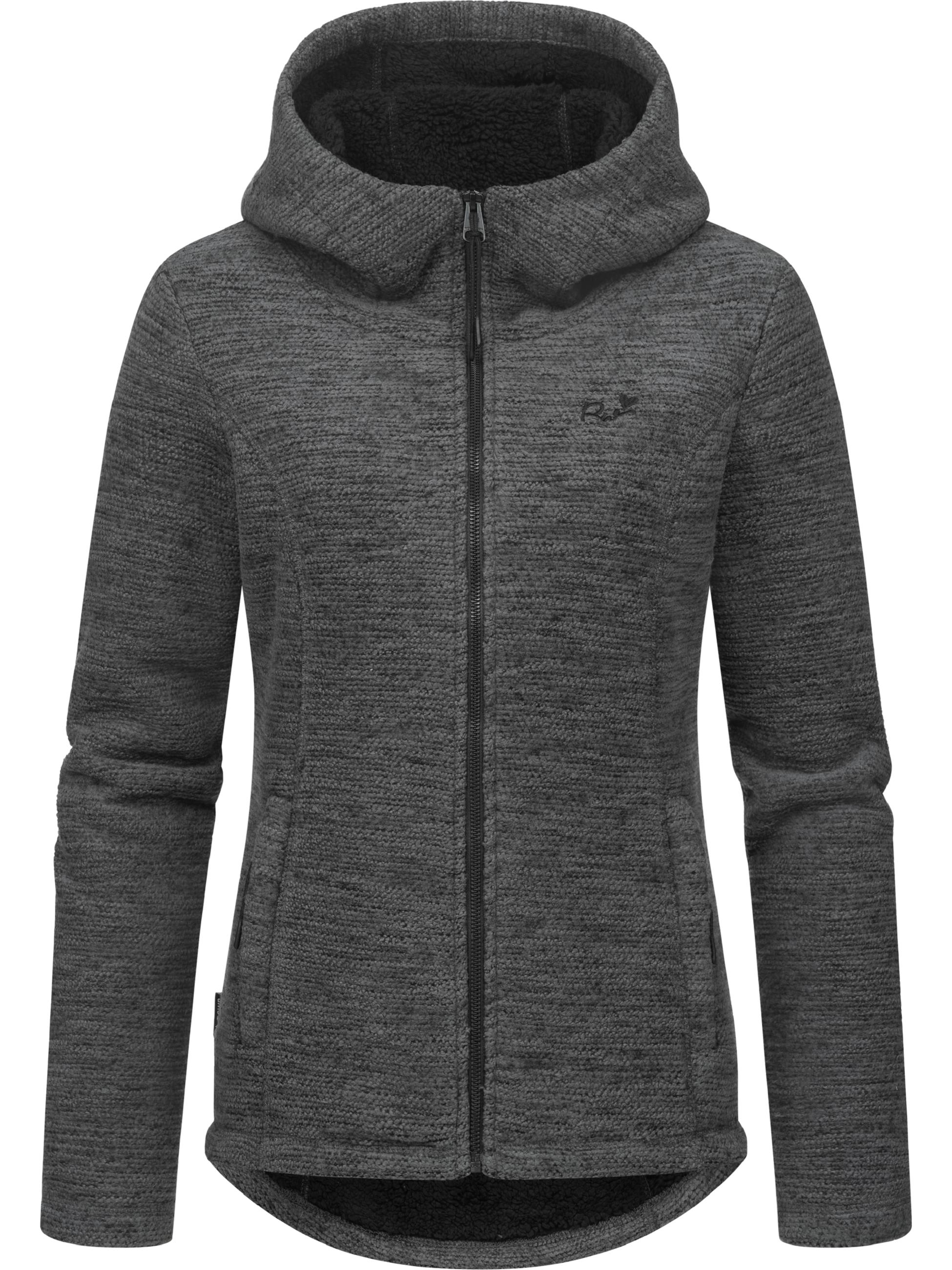 Teddyfell gefütterte Strickjacke "Lyshka Melange" Dark Grey