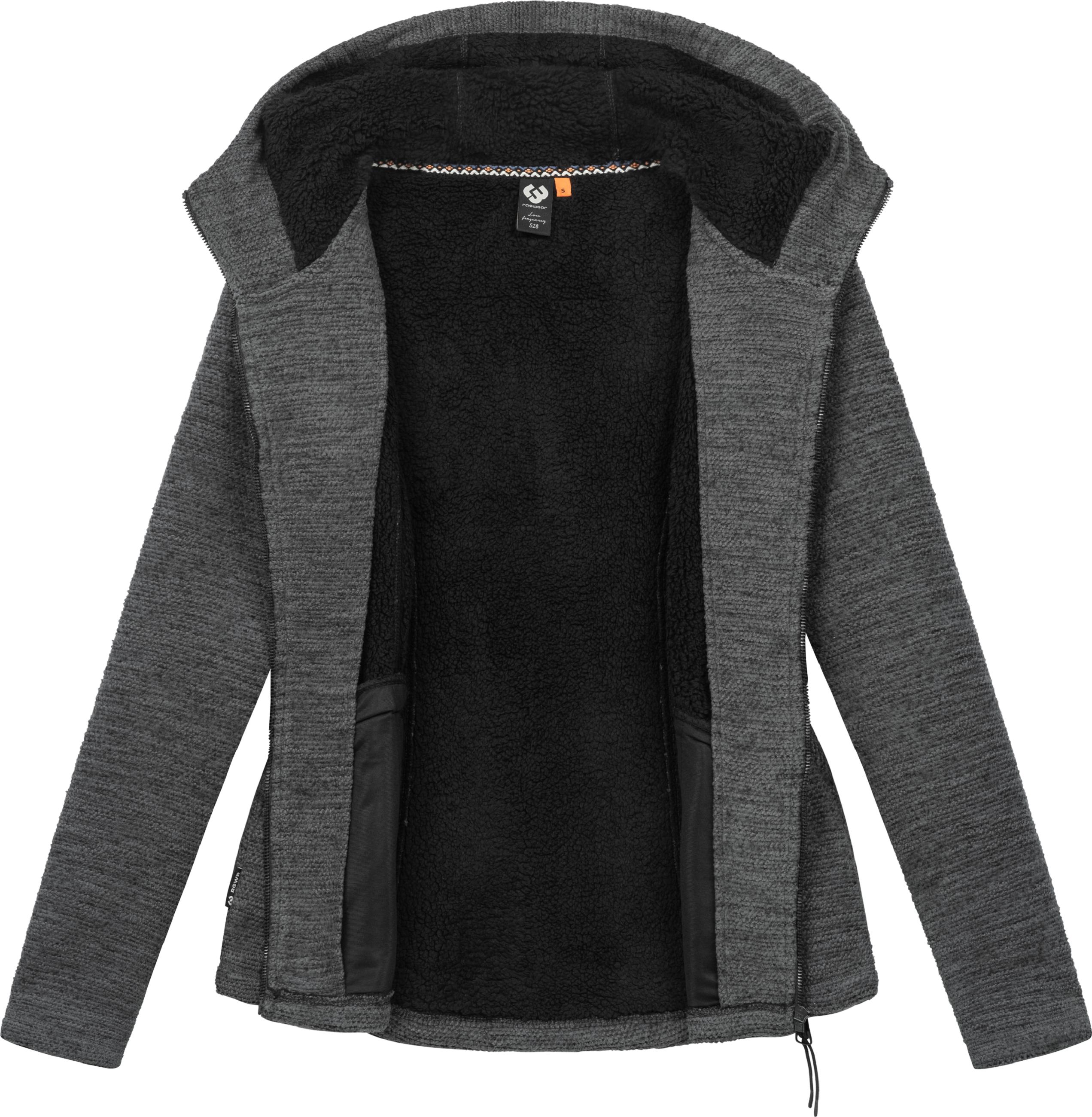 Teddyfell gefütterte Strickjacke "Lyshka Melange" Dark Grey