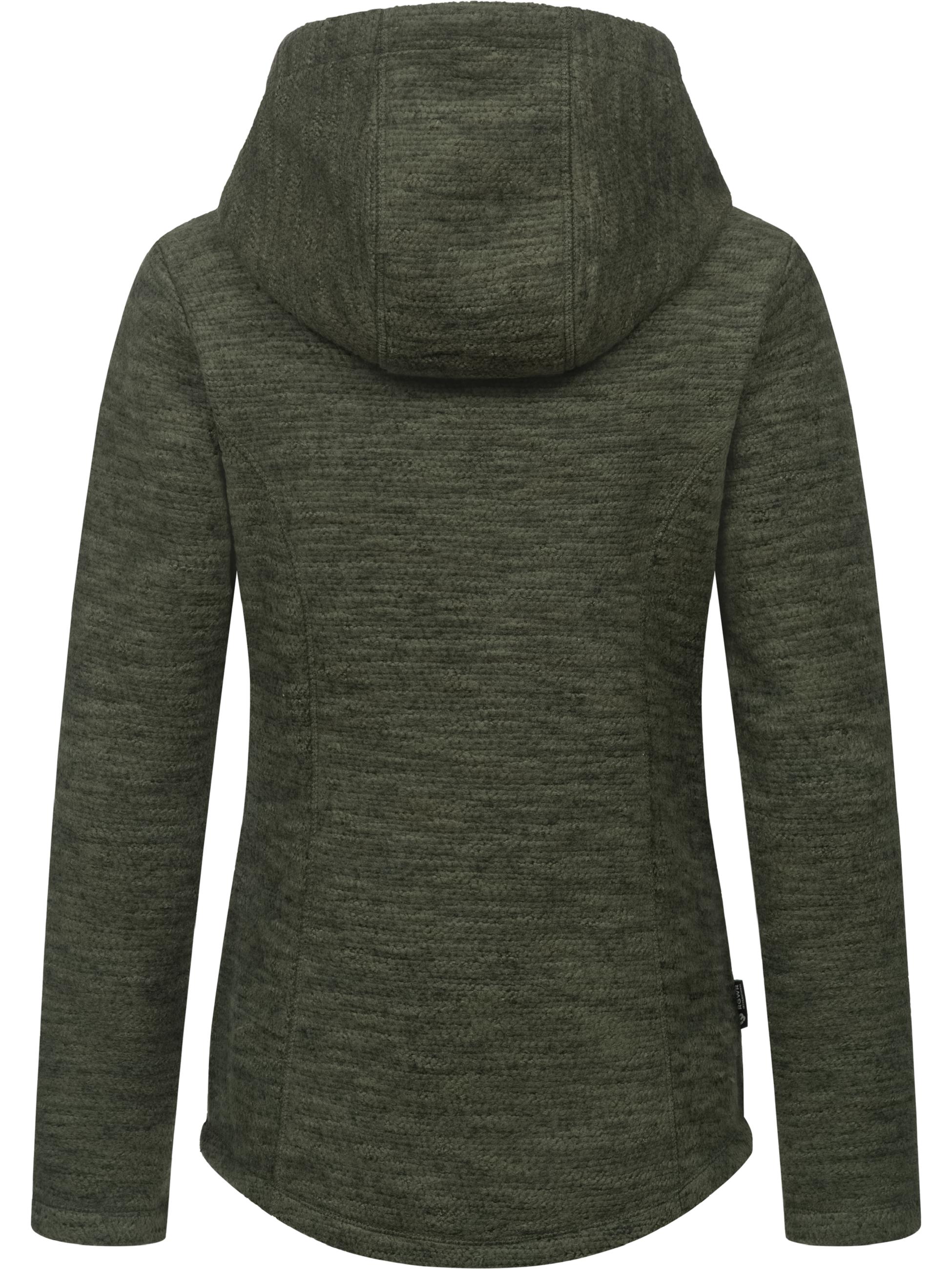 Teddyfell gefütterte Strickjacke "Lyshka Melange" Dark Olive