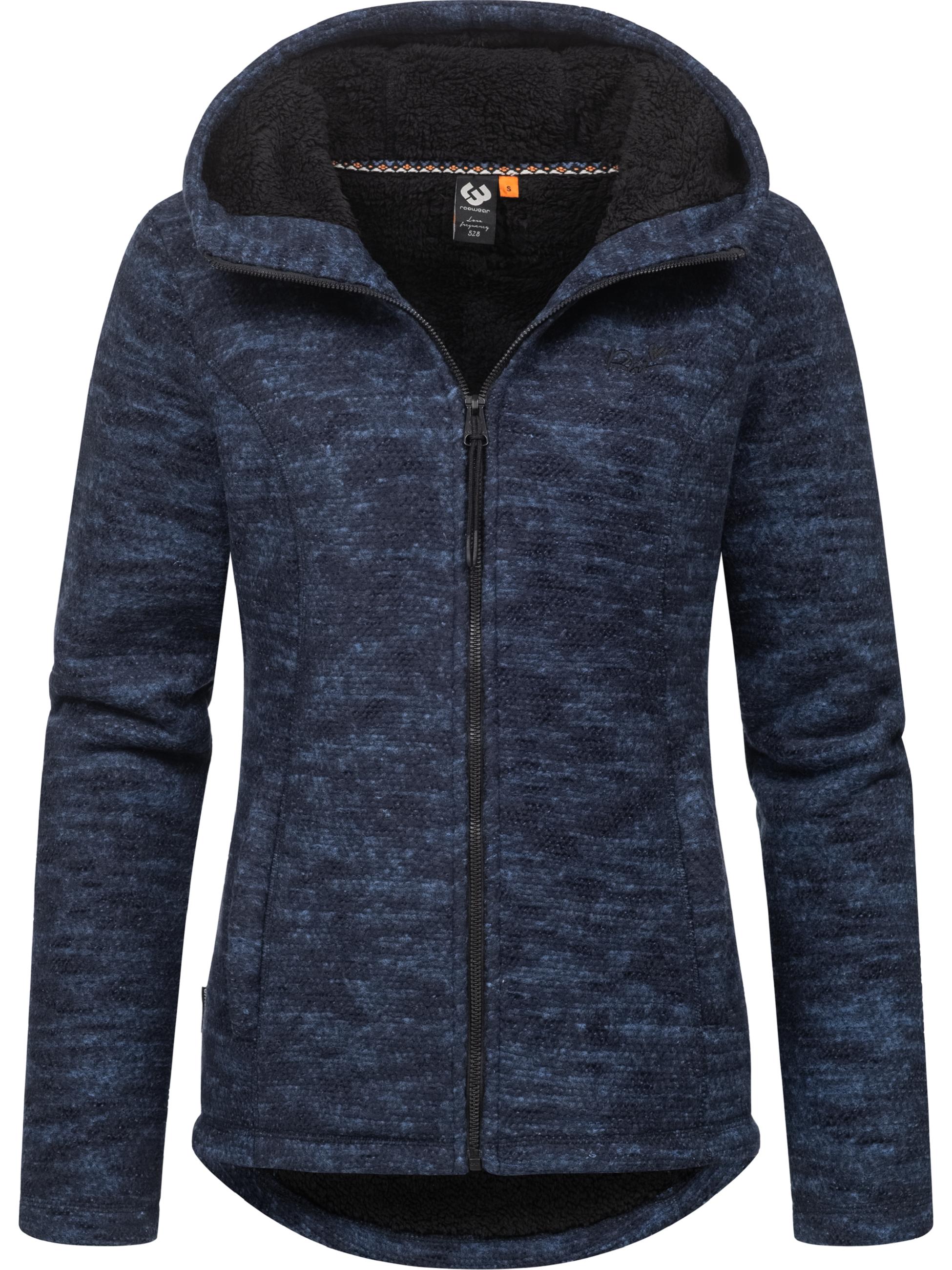 Teddyfell gefütterte Strickjacke "Lyshka Melange" Navy