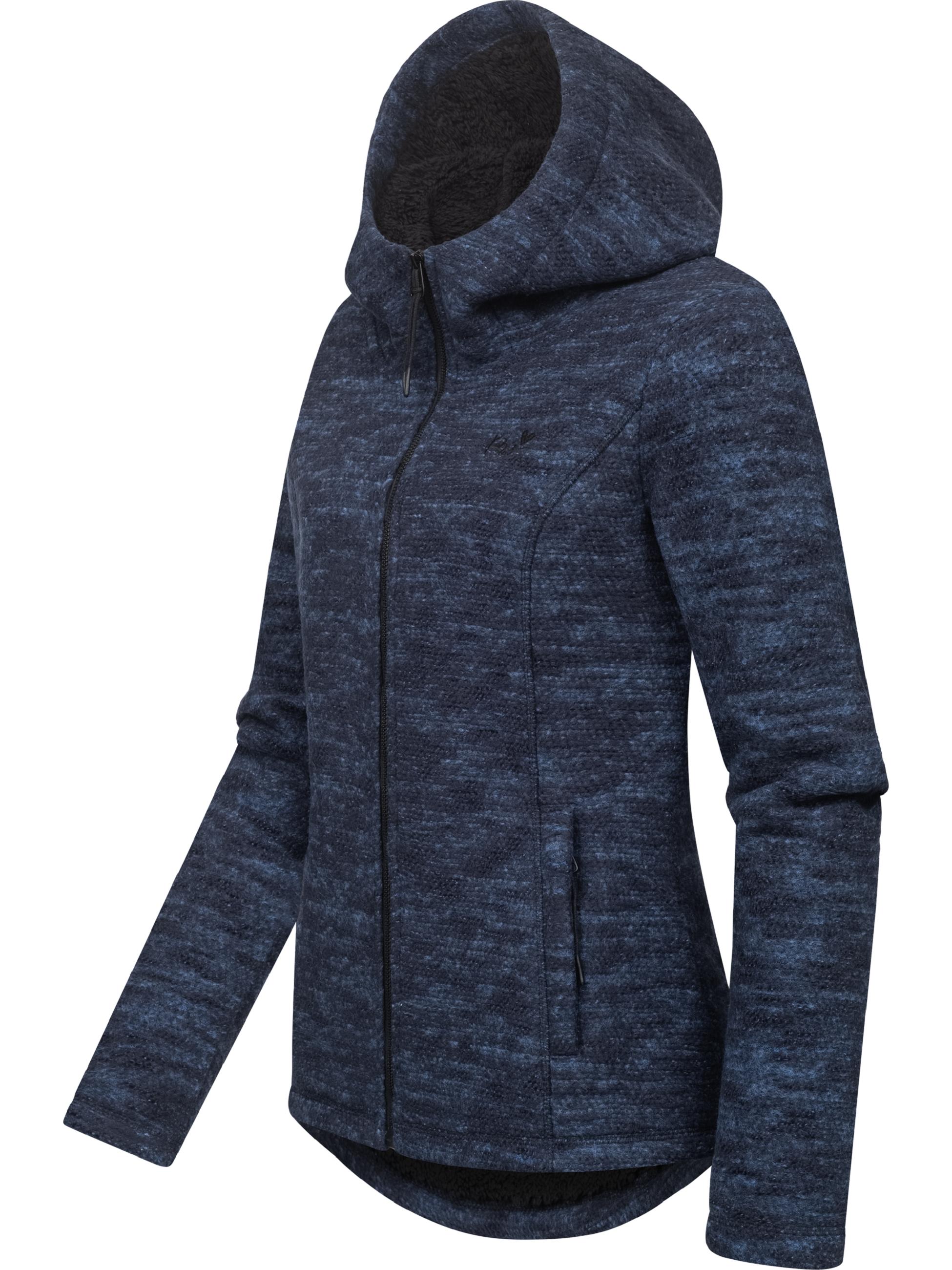 Teddyfell gefütterte Strickjacke "Lyshka Melange" Navy