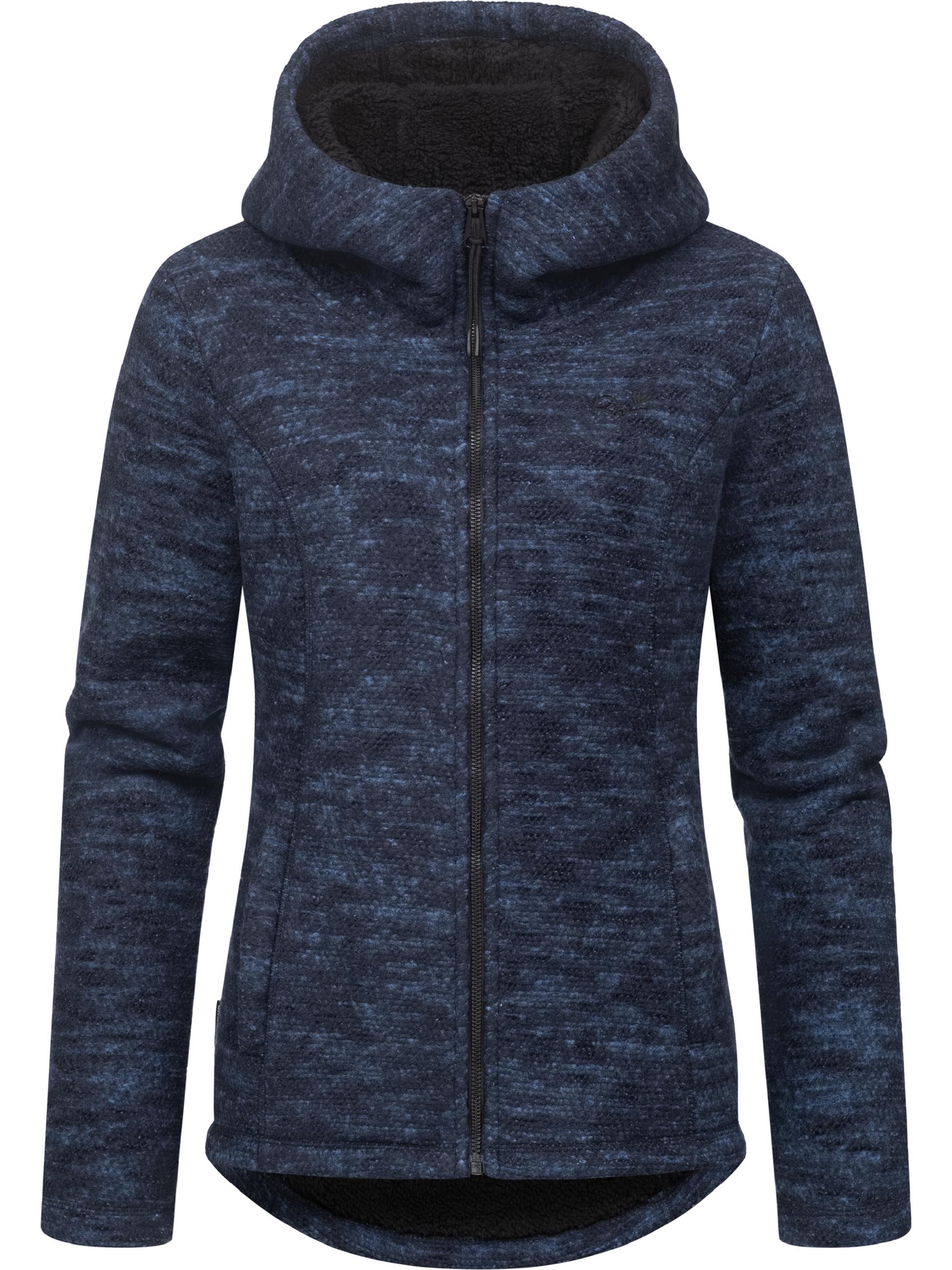 Teddyfell gefütterte Strickjacke "Lyshka Melange" Navy