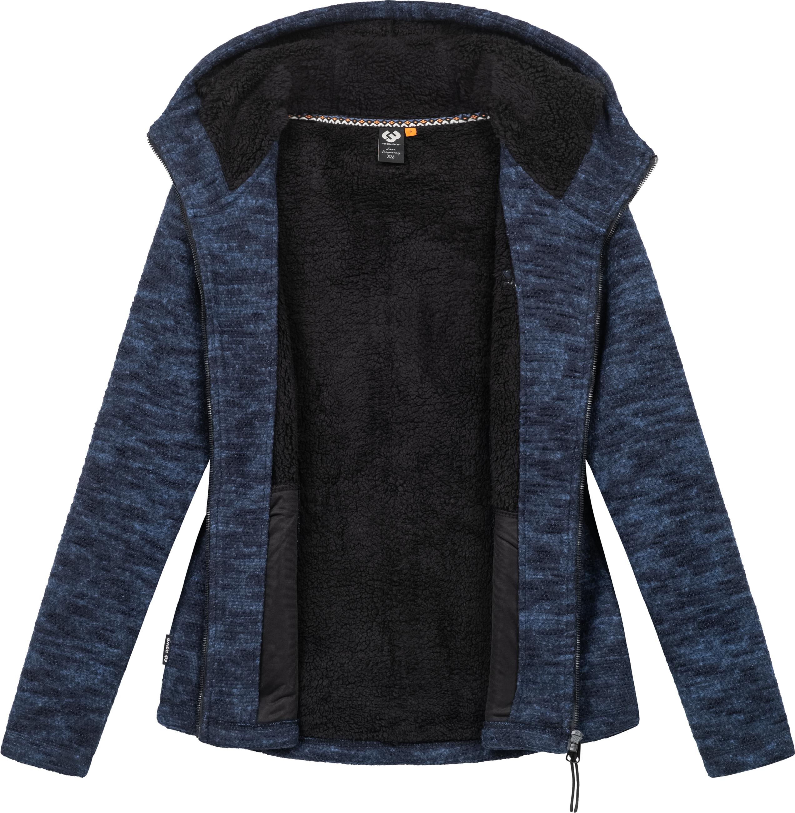 Teddyfell gefütterte Strickjacke "Lyshka Melange" Navy