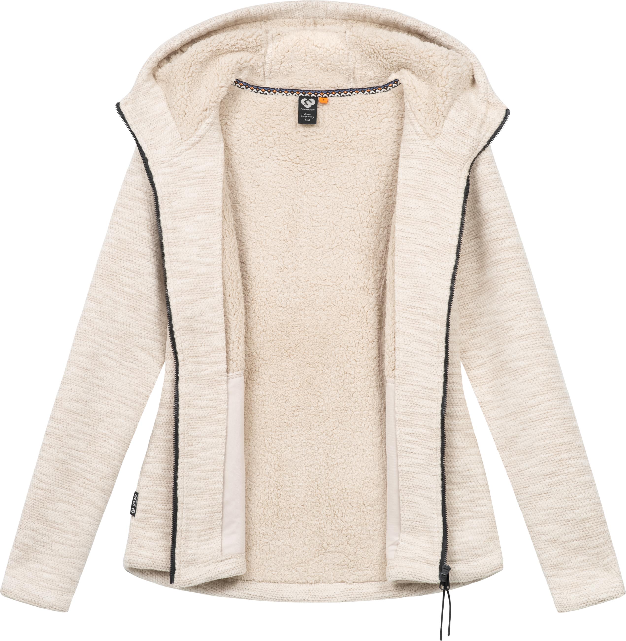 Teddyfell gefütterte Strickjacke "Lyshka Melange" Taupe