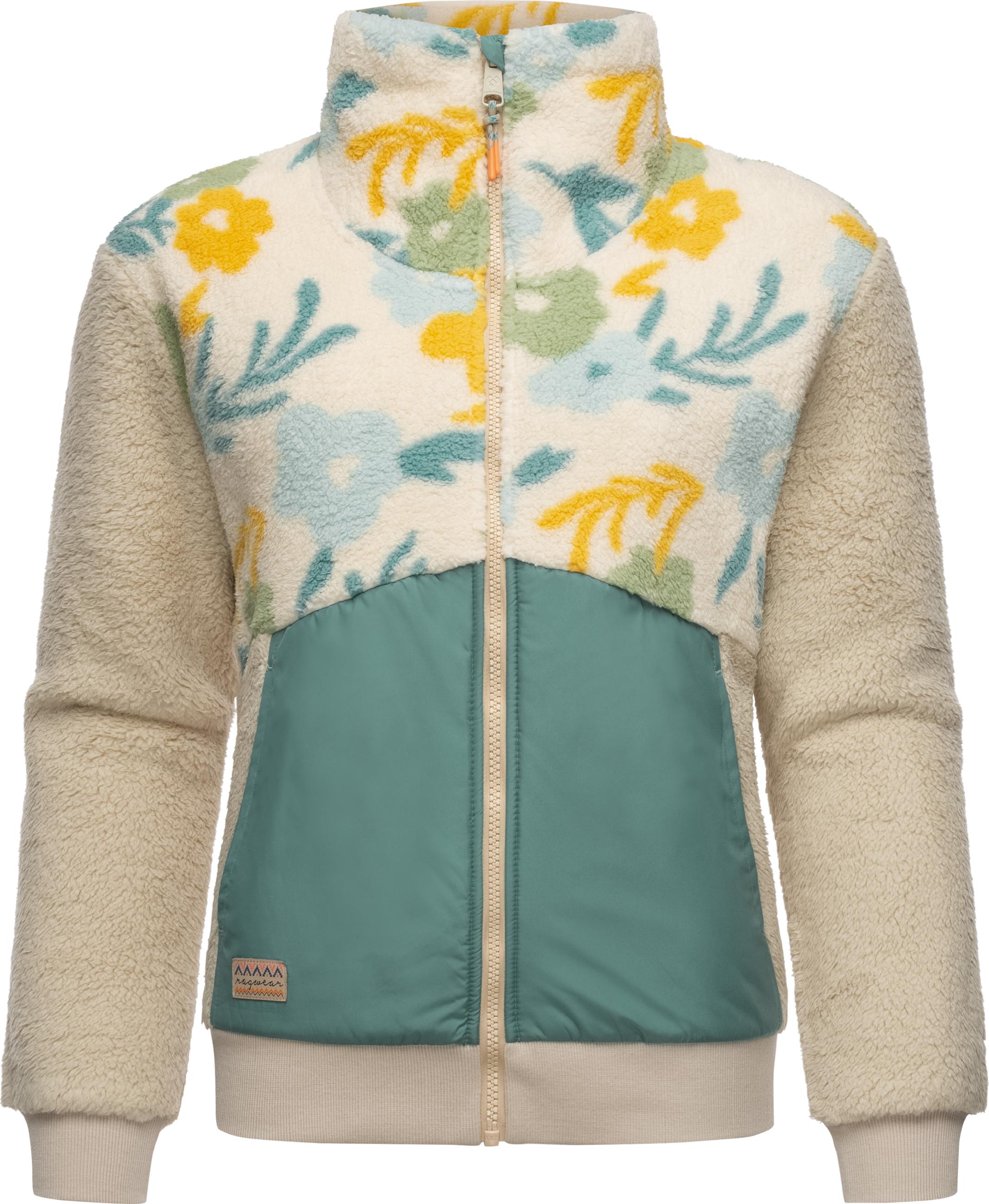 Flauschige Fleecejacke "Madaras Flower" Beige