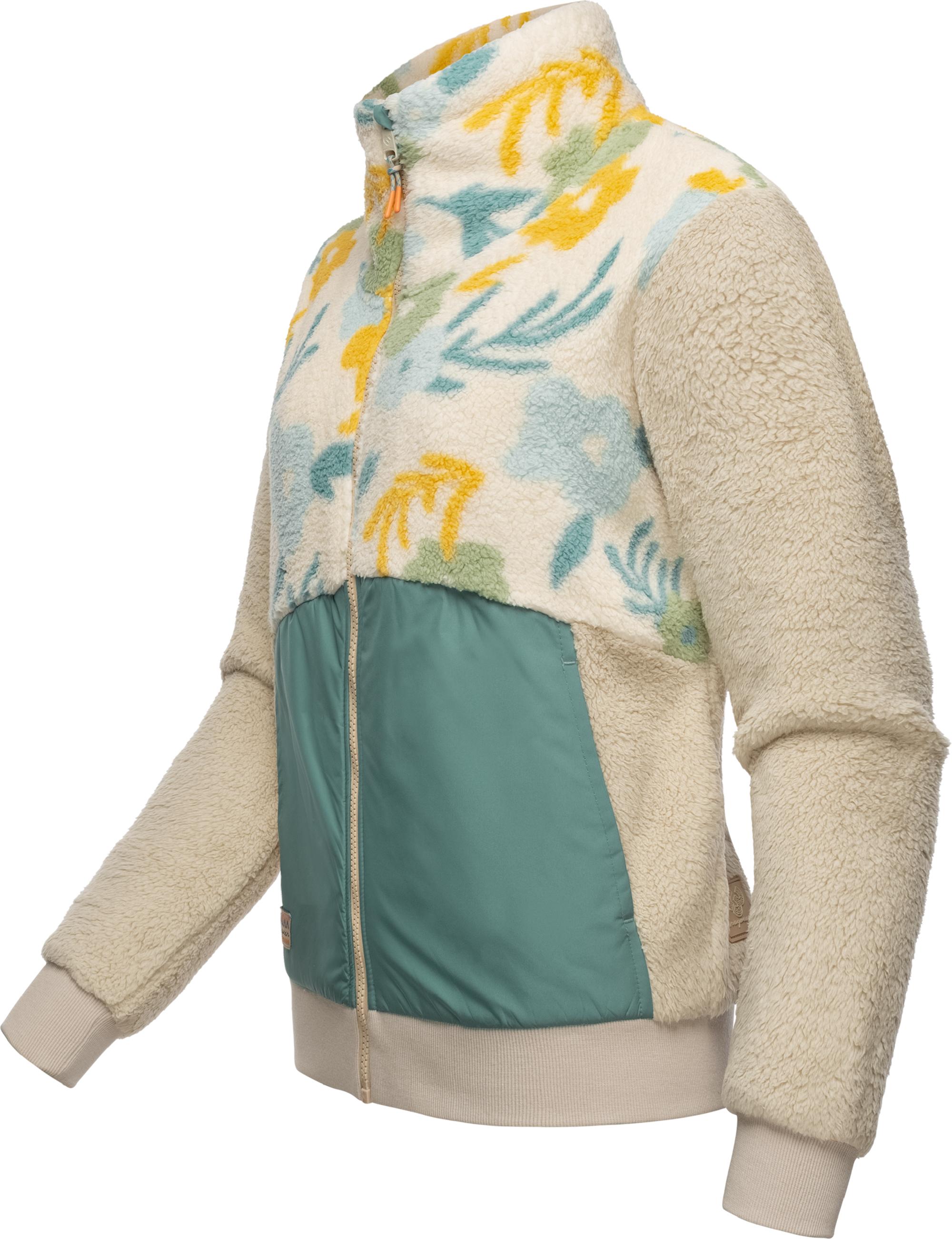 Flauschige Fleecejacke "Madaras Flower" Beige