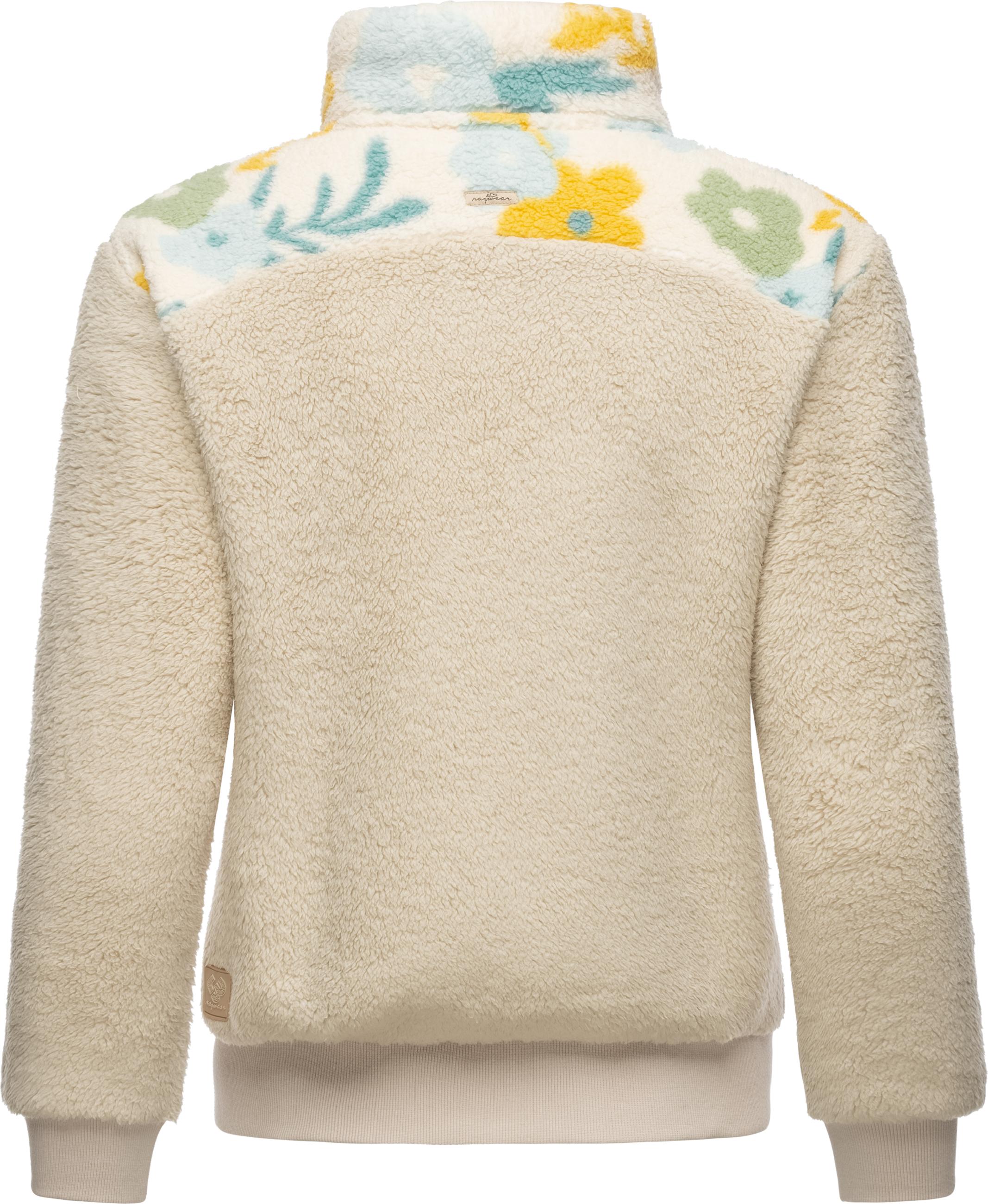 Flauschige Fleecejacke "Madaras Flower" Beige