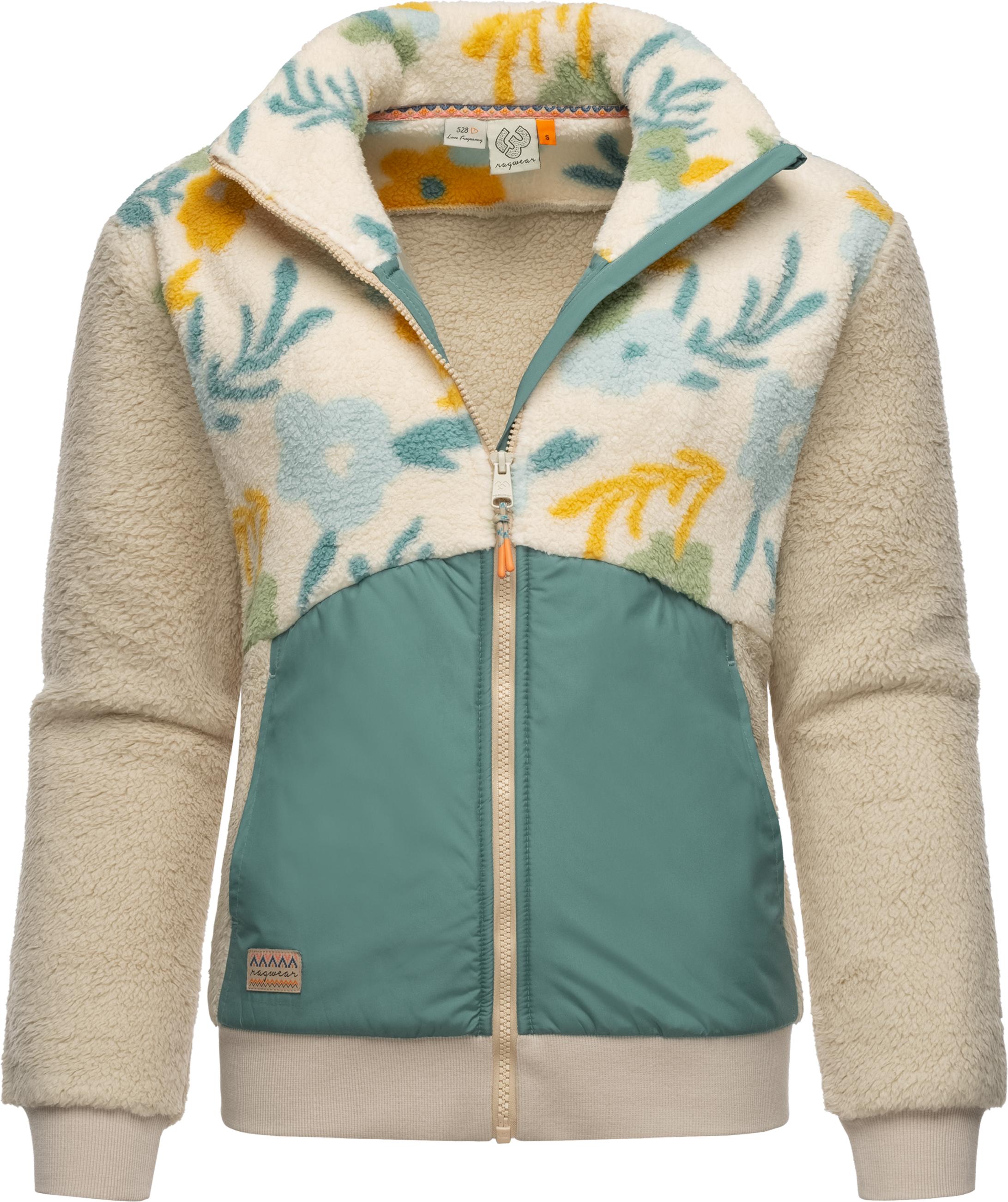 Flauschige Fleecejacke "Madaras Flower" Beige