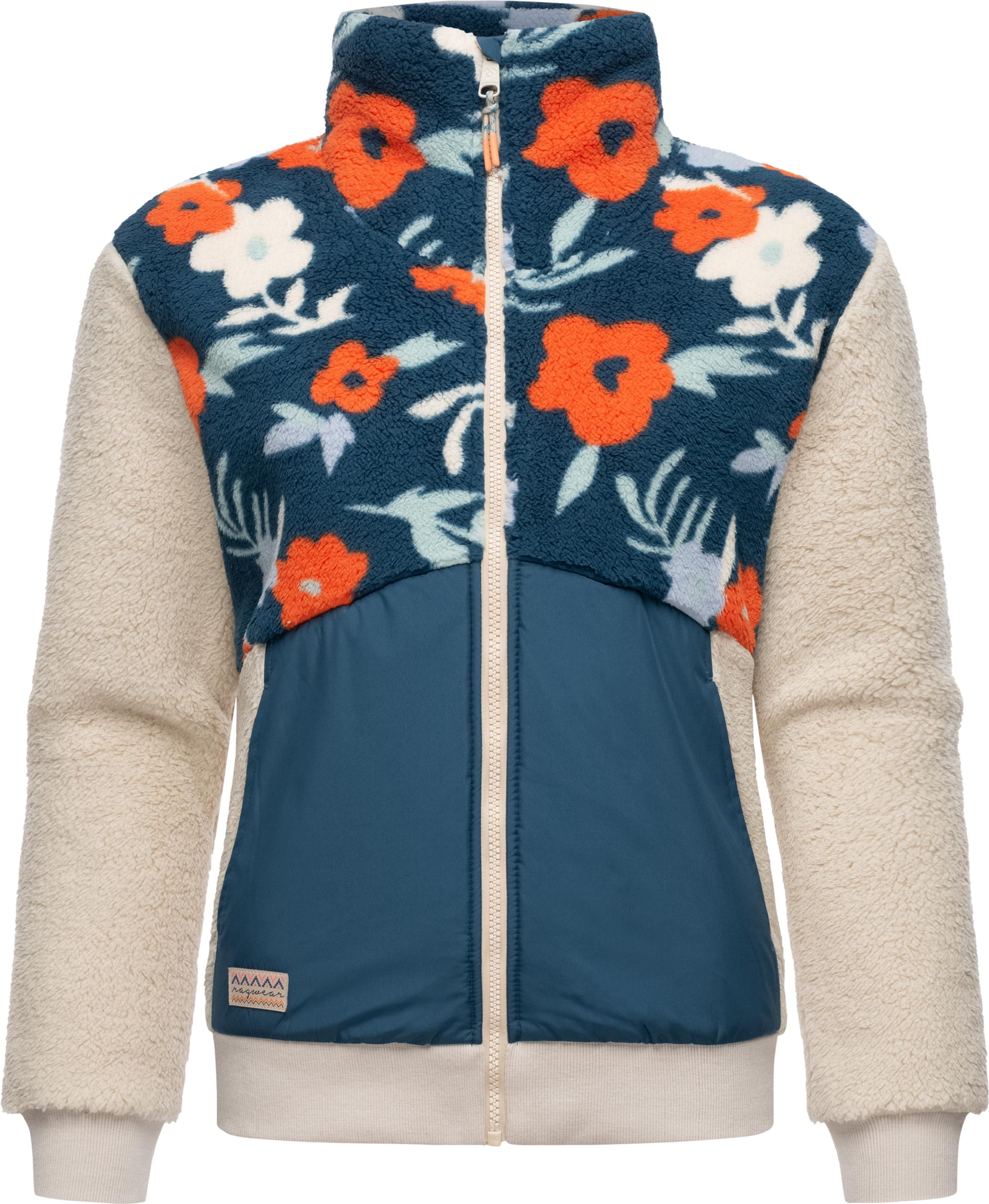 Flauschige Fleecejacke "Madaras Flower" Petrol