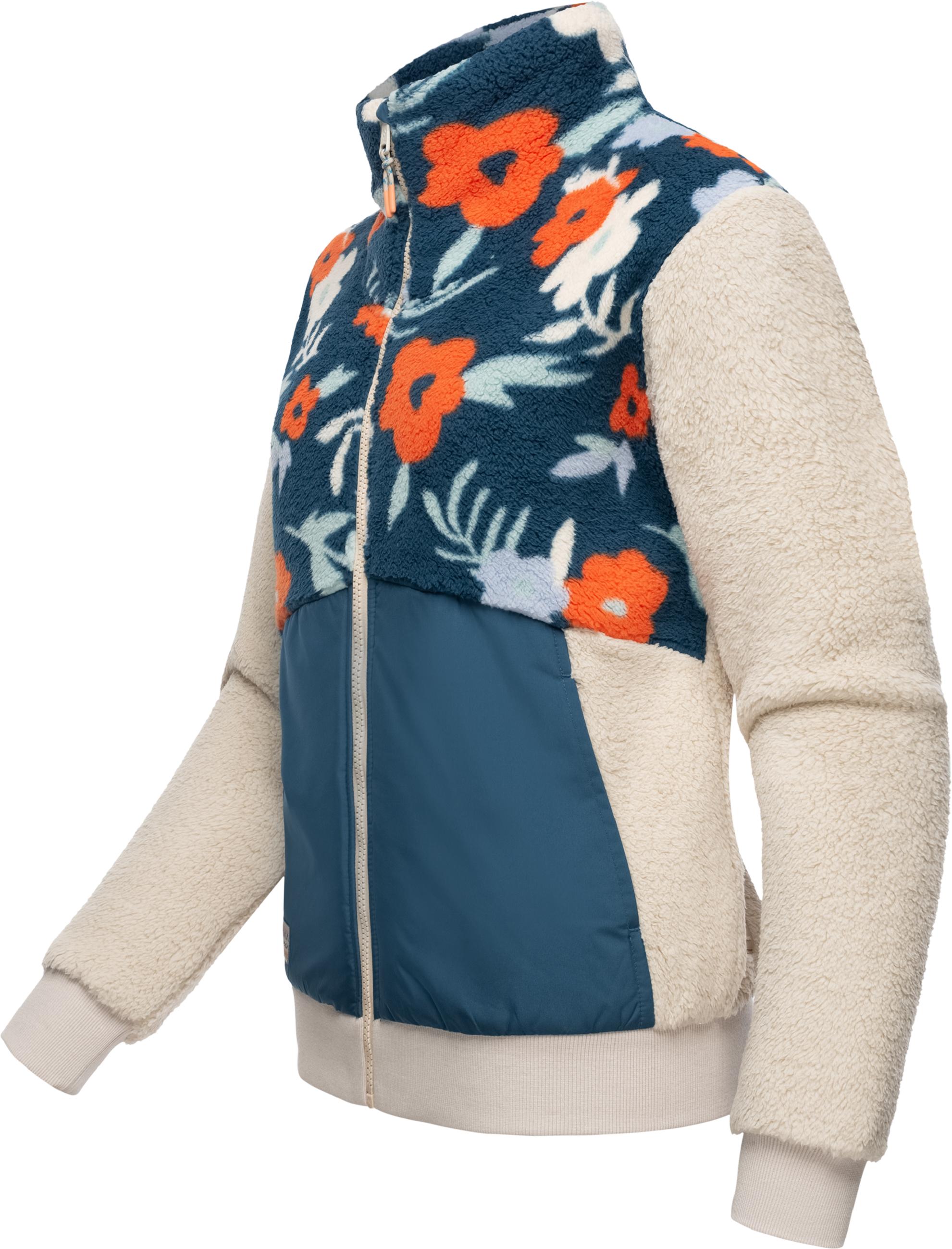 Flauschige Fleecejacke "Madaras Flower" Petrol