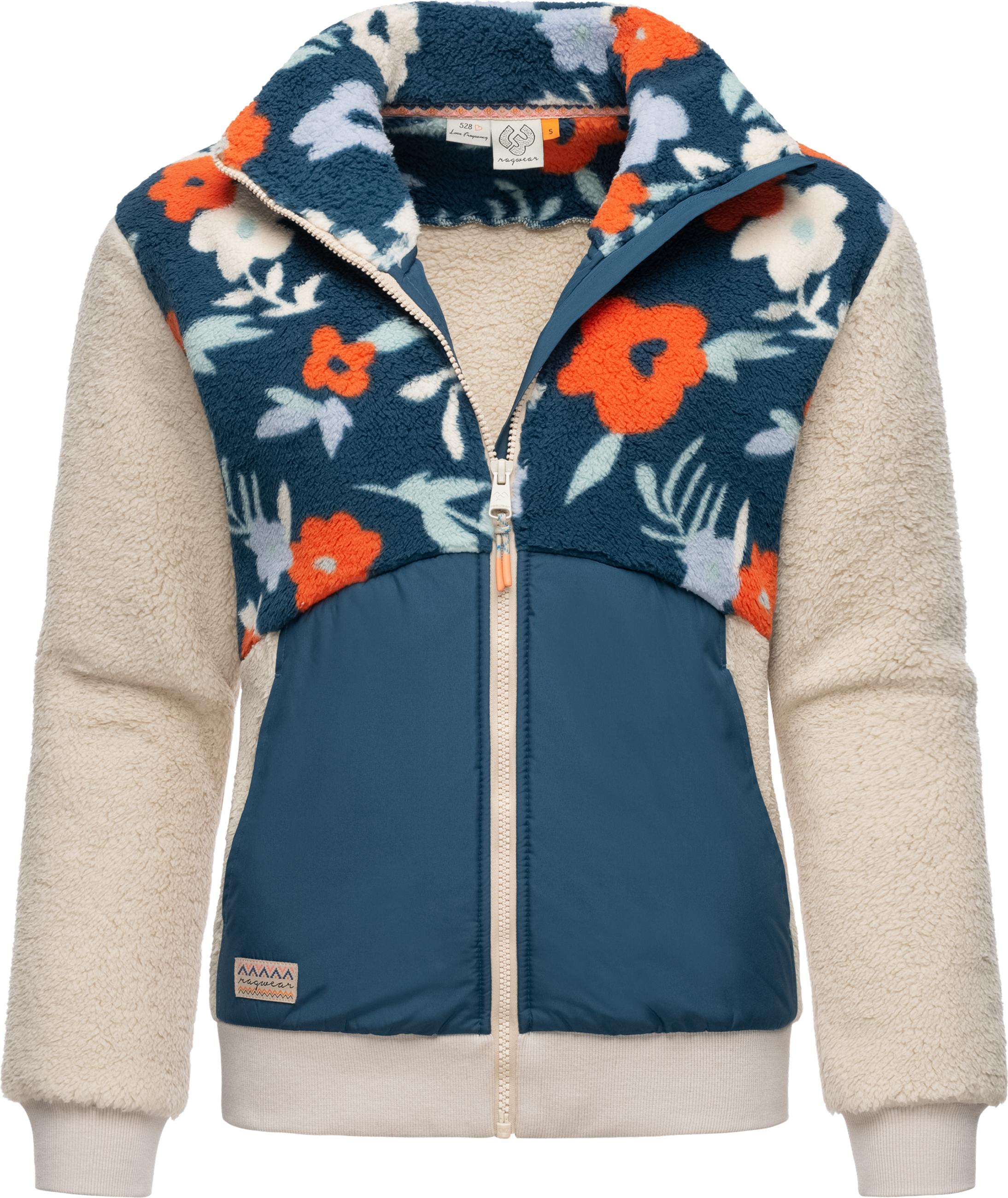 Flauschige Fleecejacke "Madaras Flower" Petrol