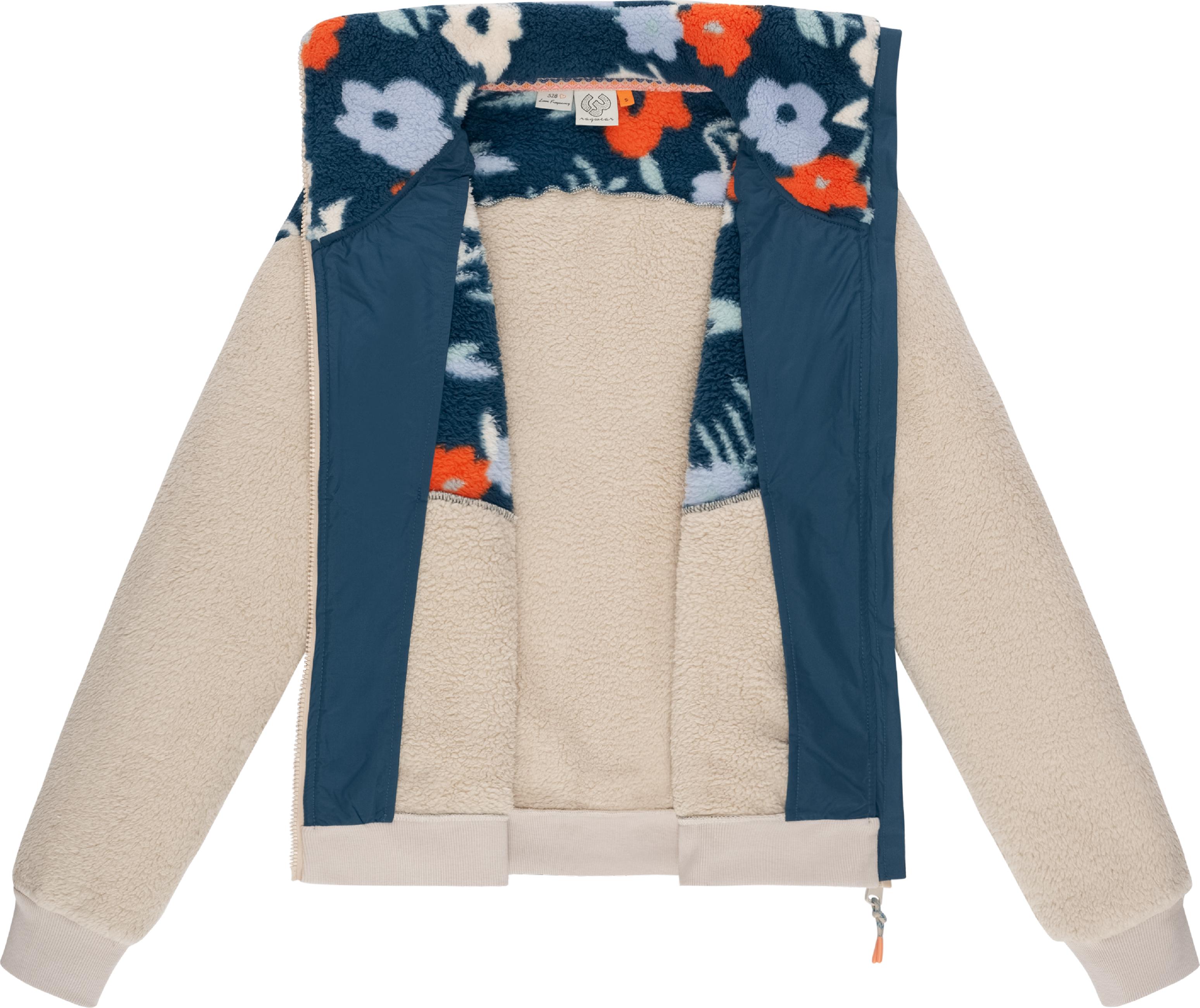 Flauschige Fleecejacke "Madaras Flower" Petrol