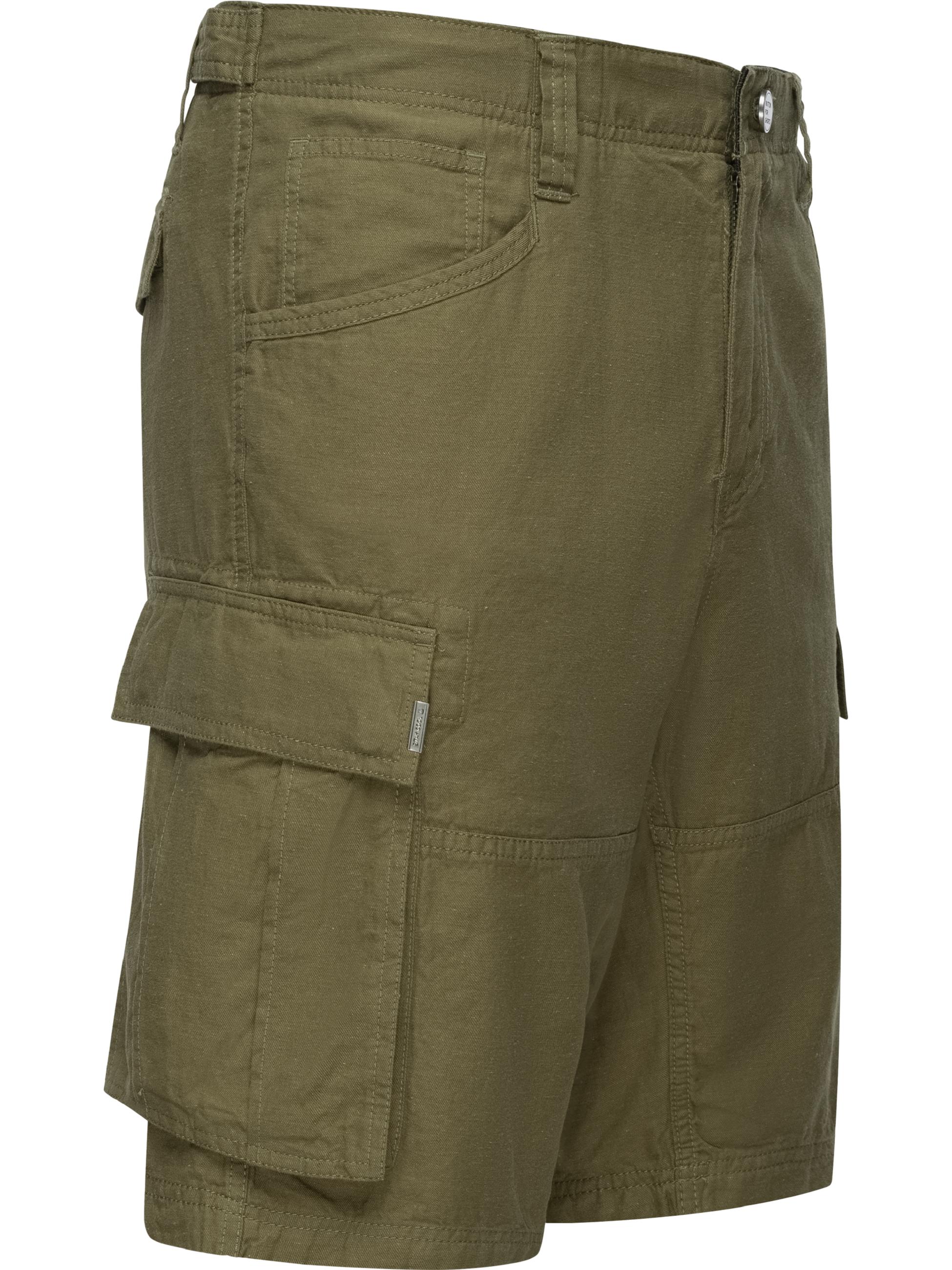 Kurze Leinenhose in Cargo-Optik "Merly Linen" Dark Olive