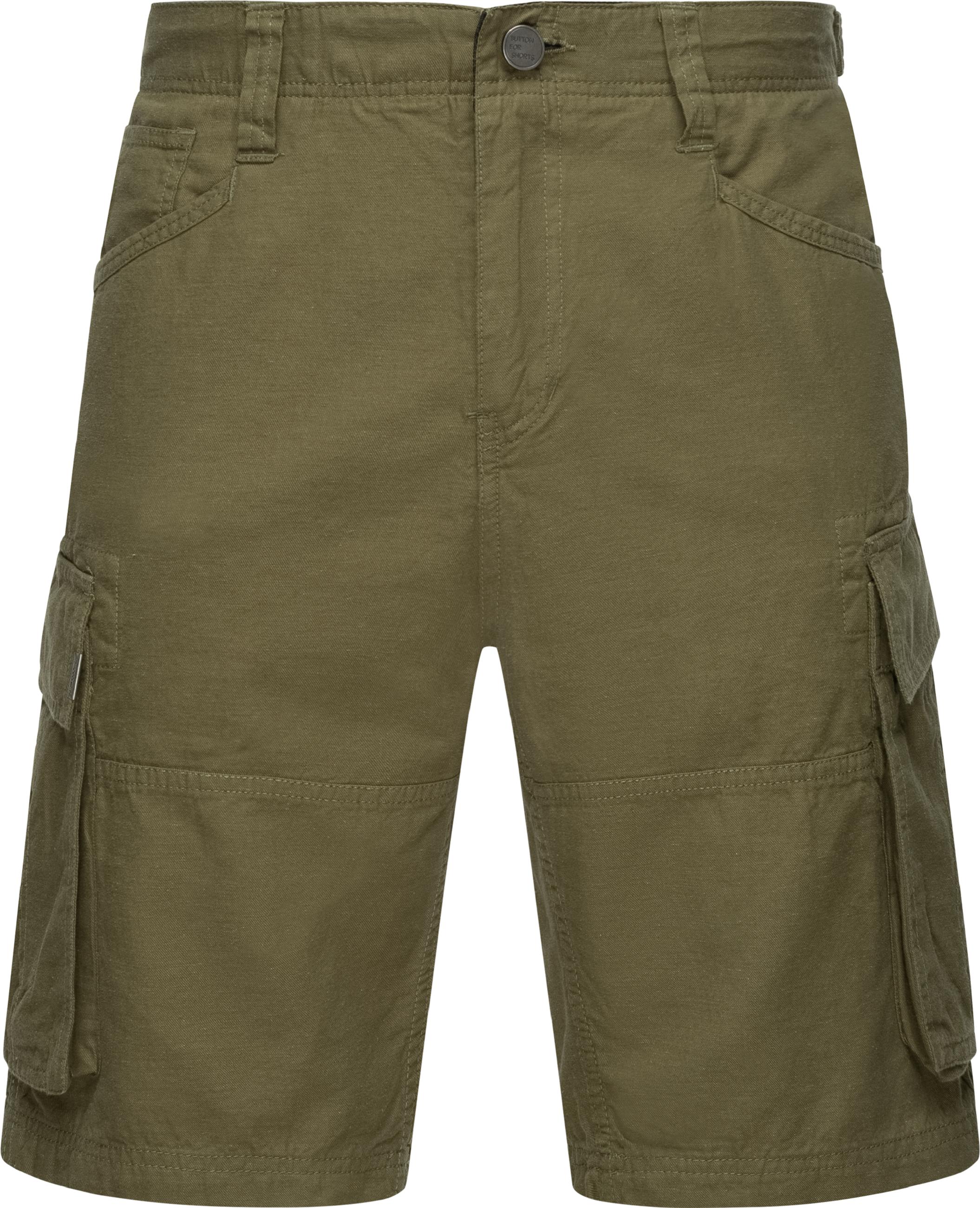 Kurze Leinenhose in Cargo-Optik "Merly Linen" Dark Olive