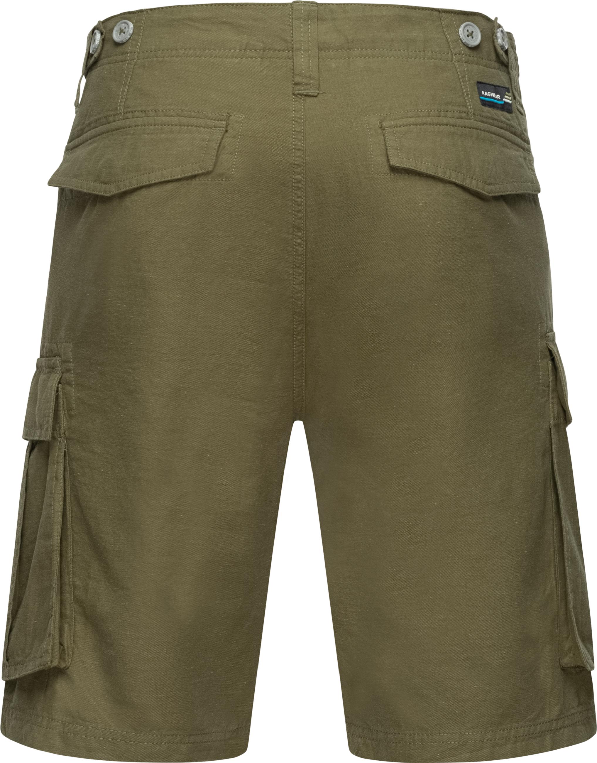 Kurze Leinenhose in Cargo-Optik "Merly Linen" Dark Olive