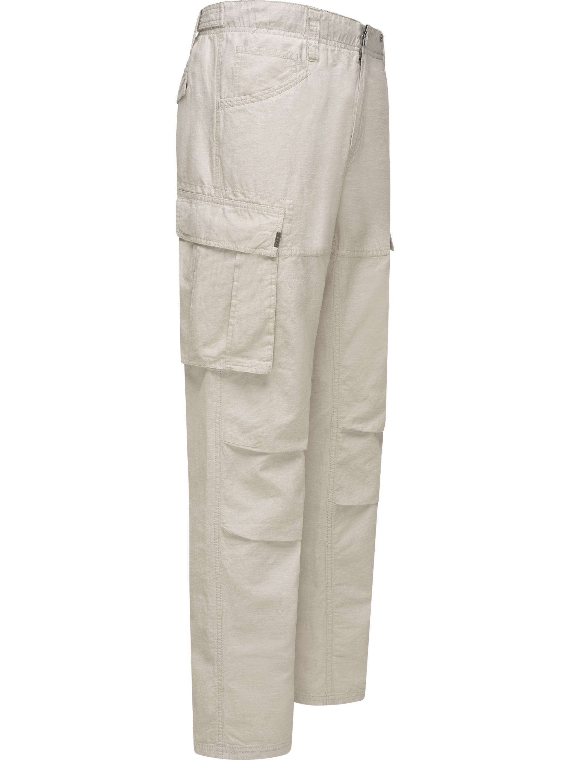 Lange Leinen Cargo-Hose "Merly Long Linen" Bone