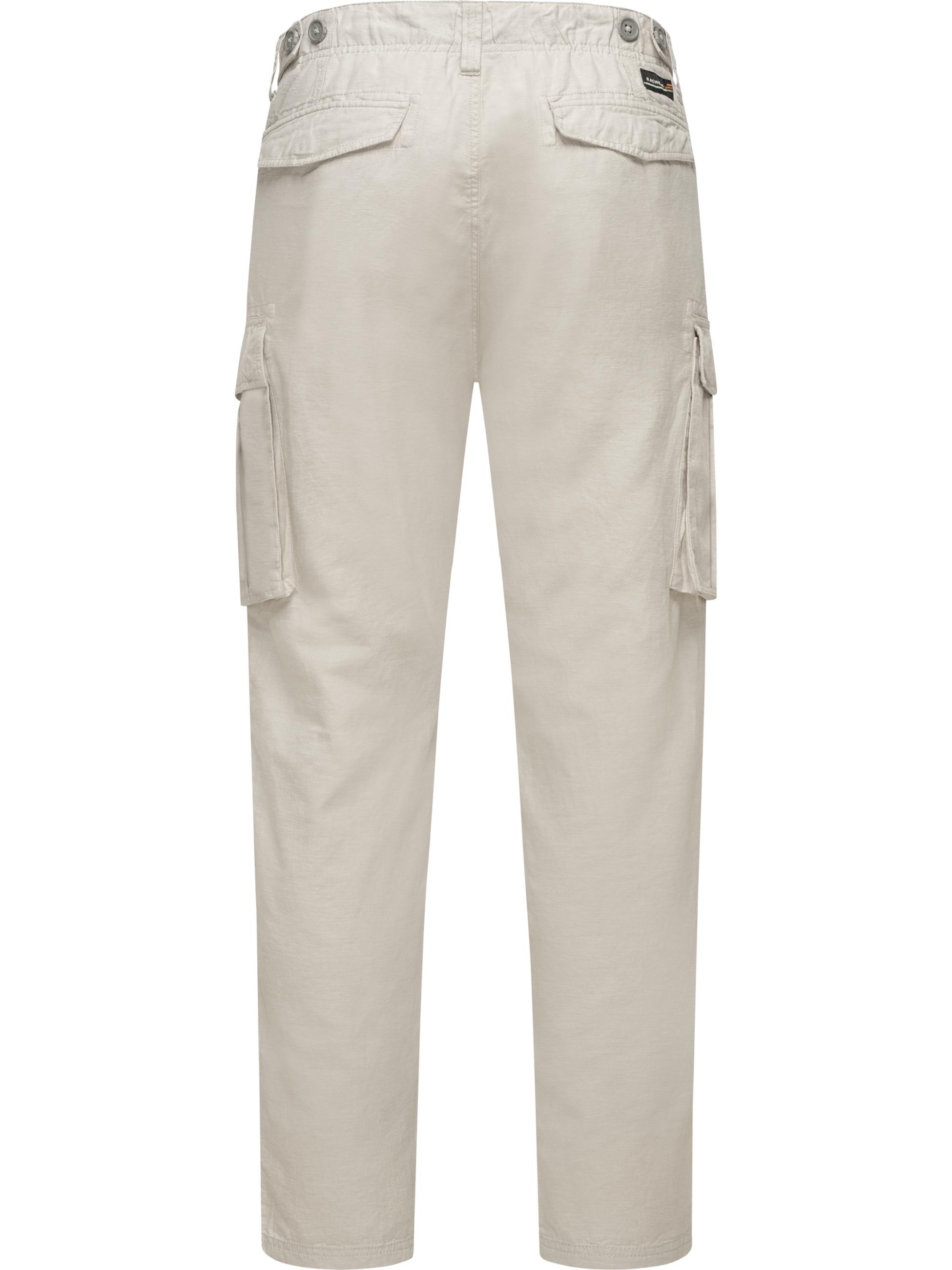 Lange Leinen Cargo-Hose "Merly Long Linen" Bone