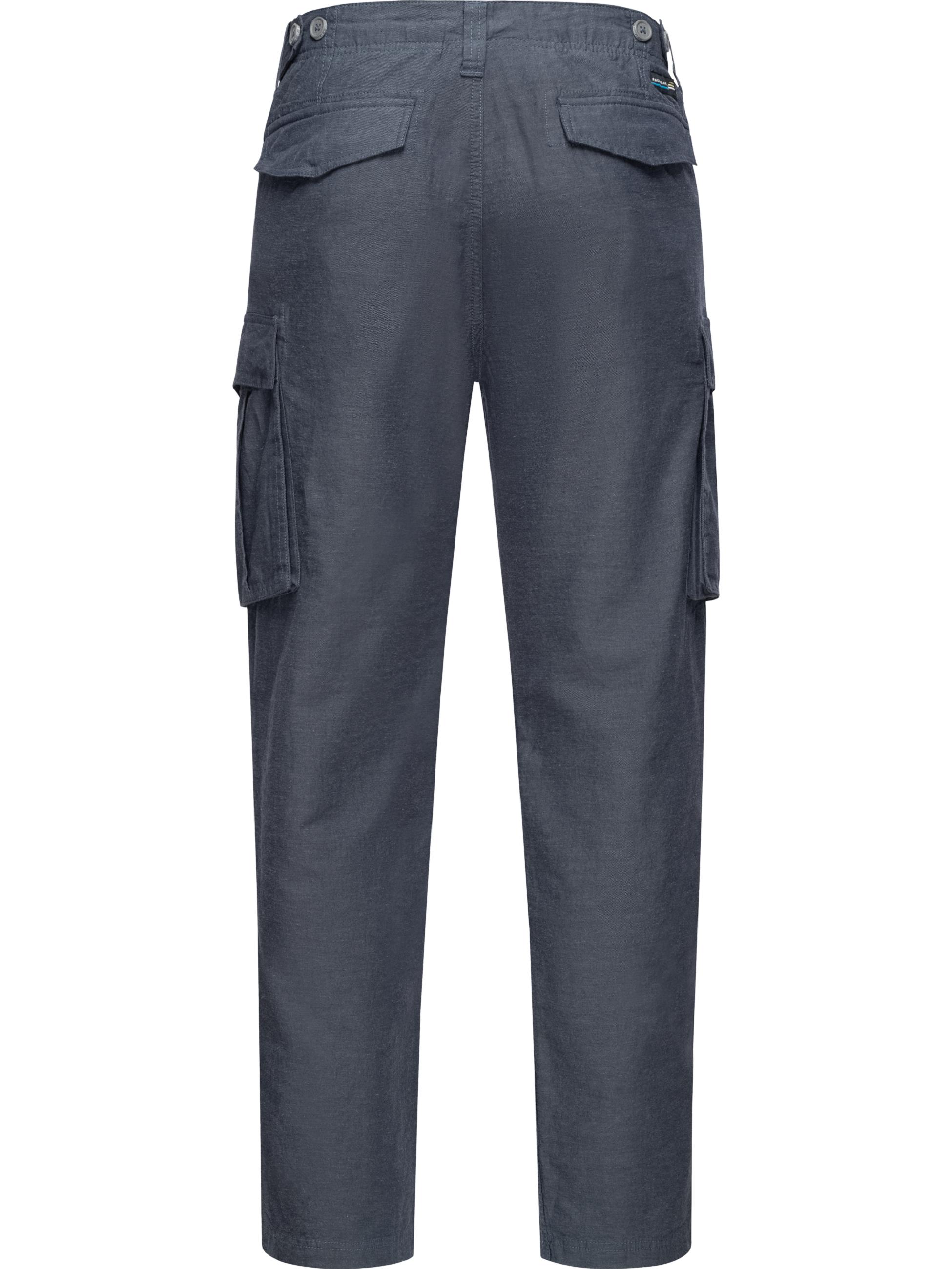 Lange Leinen Cargo-Hose "Merly Long Linen" Indigo Blue