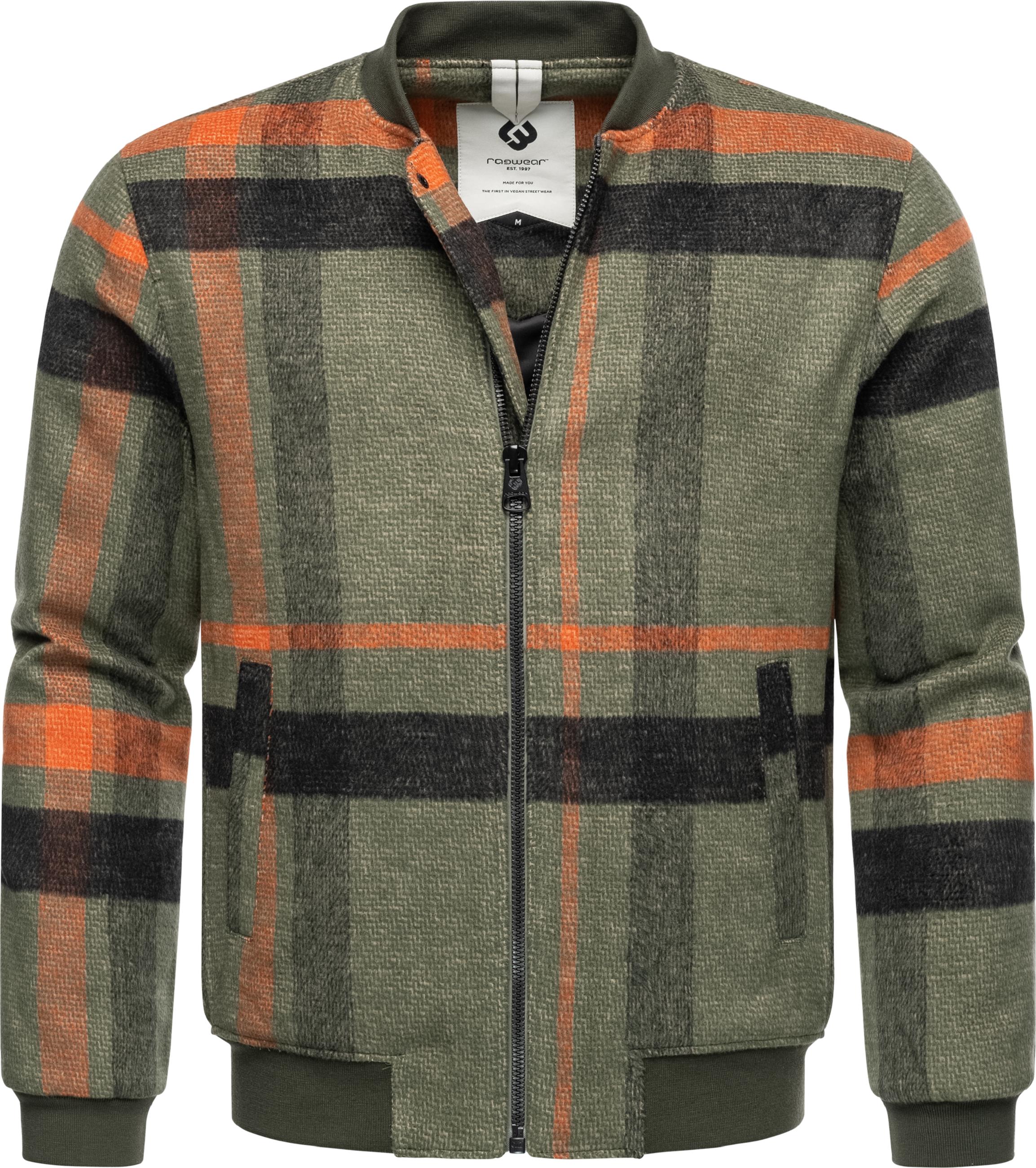 Übergangsjacke in Woll-Optik "Merrbo Check" Dark Olive