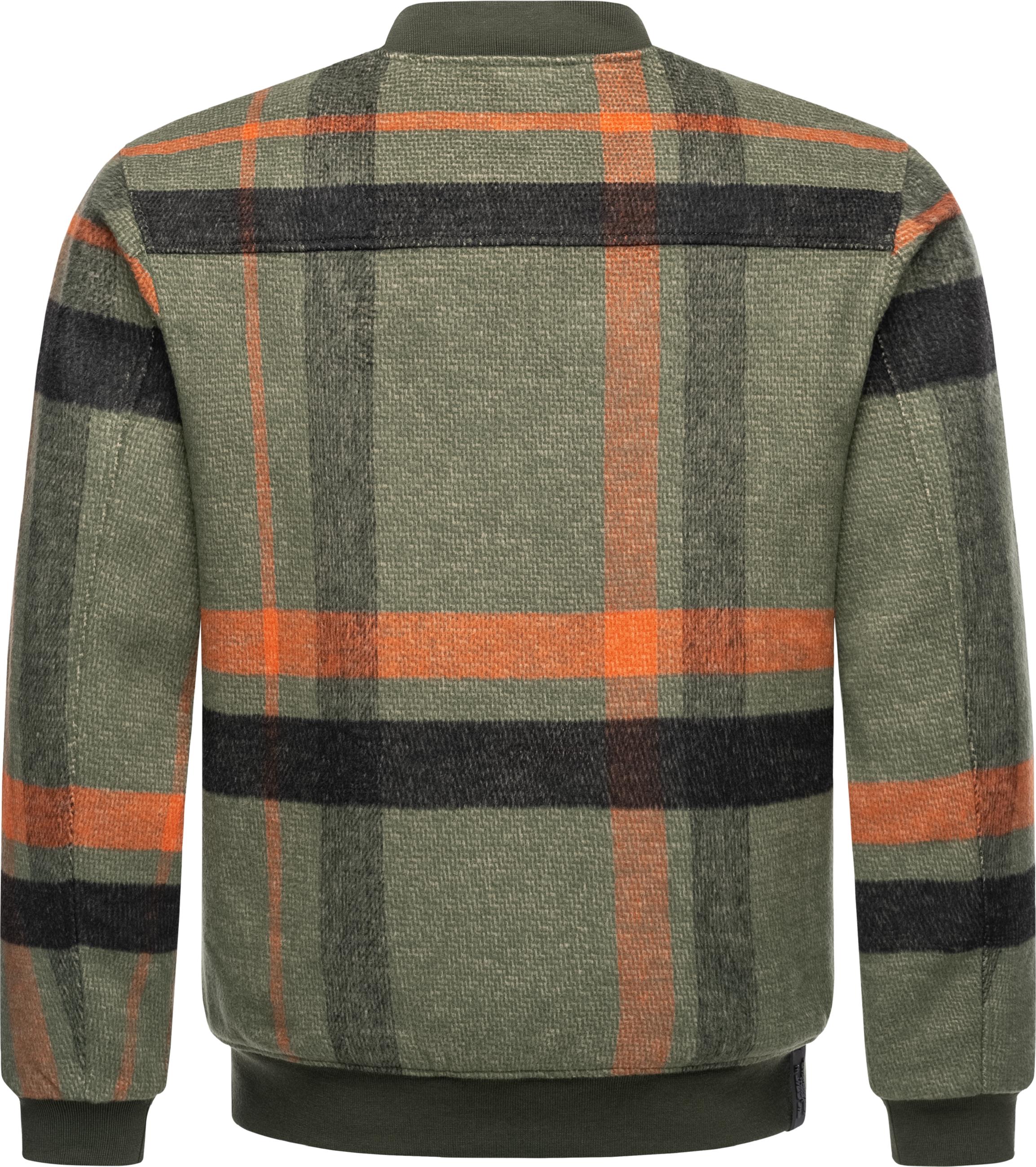 Übergangsjacke in Woll-Optik "Merrbo Check" Dark Olive
