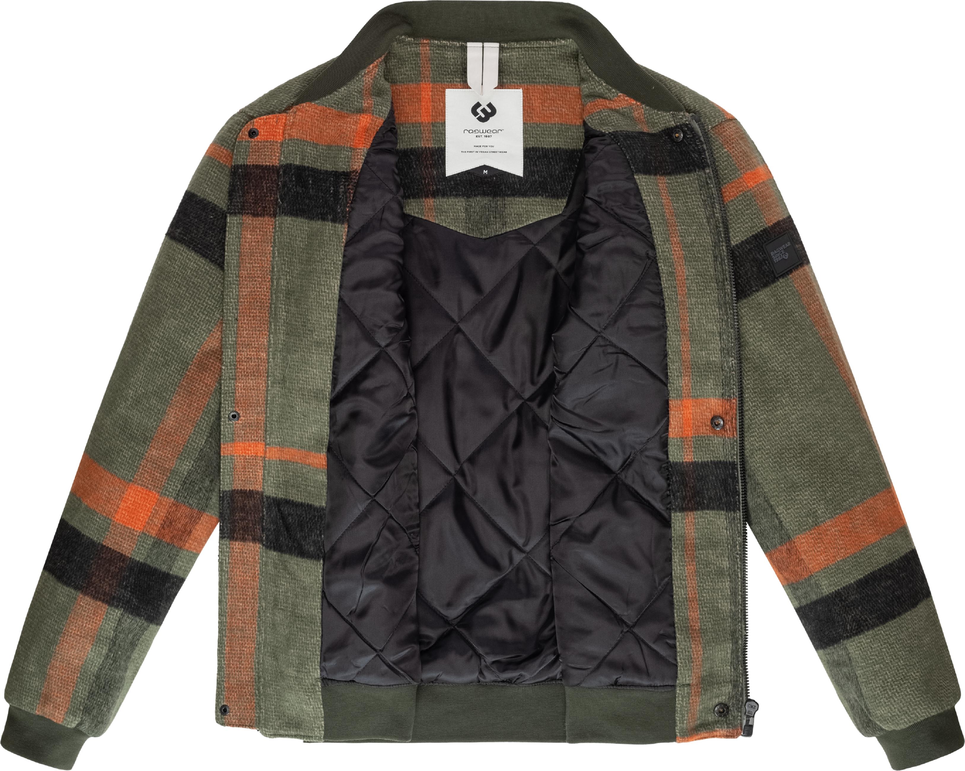 Übergangsjacke in Woll-Optik "Merrbo Check" Dark Olive