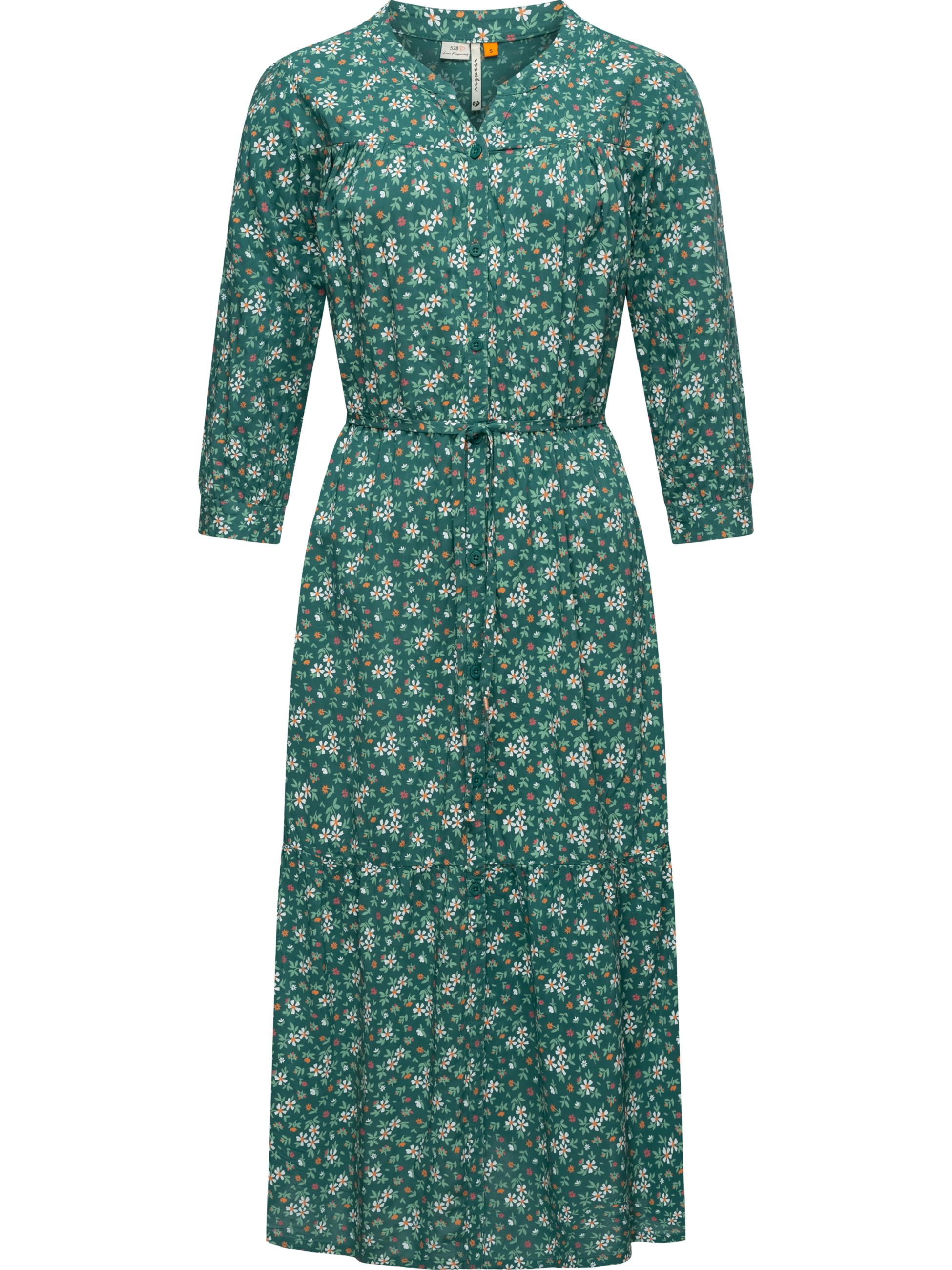 Langarm-Kleid im Blumenmuster "Meve" Dark Green