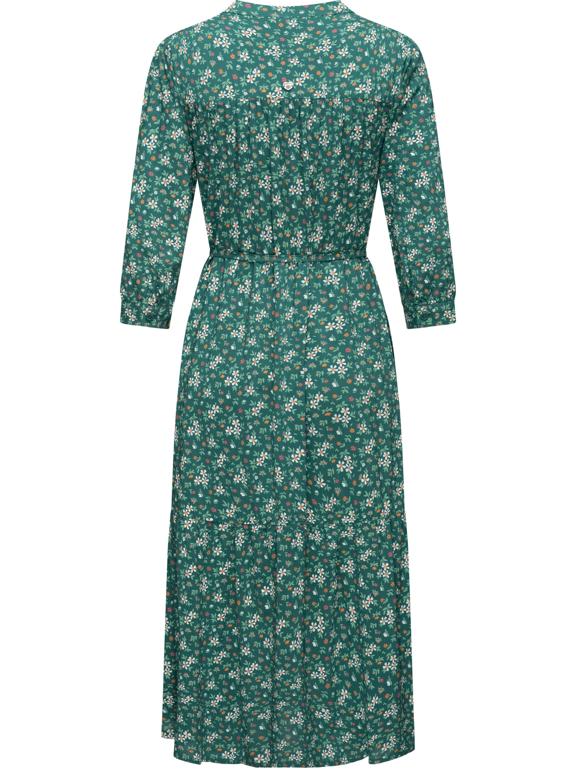 Langarm-Kleid im Blumenmuster "Meve" Dark Green