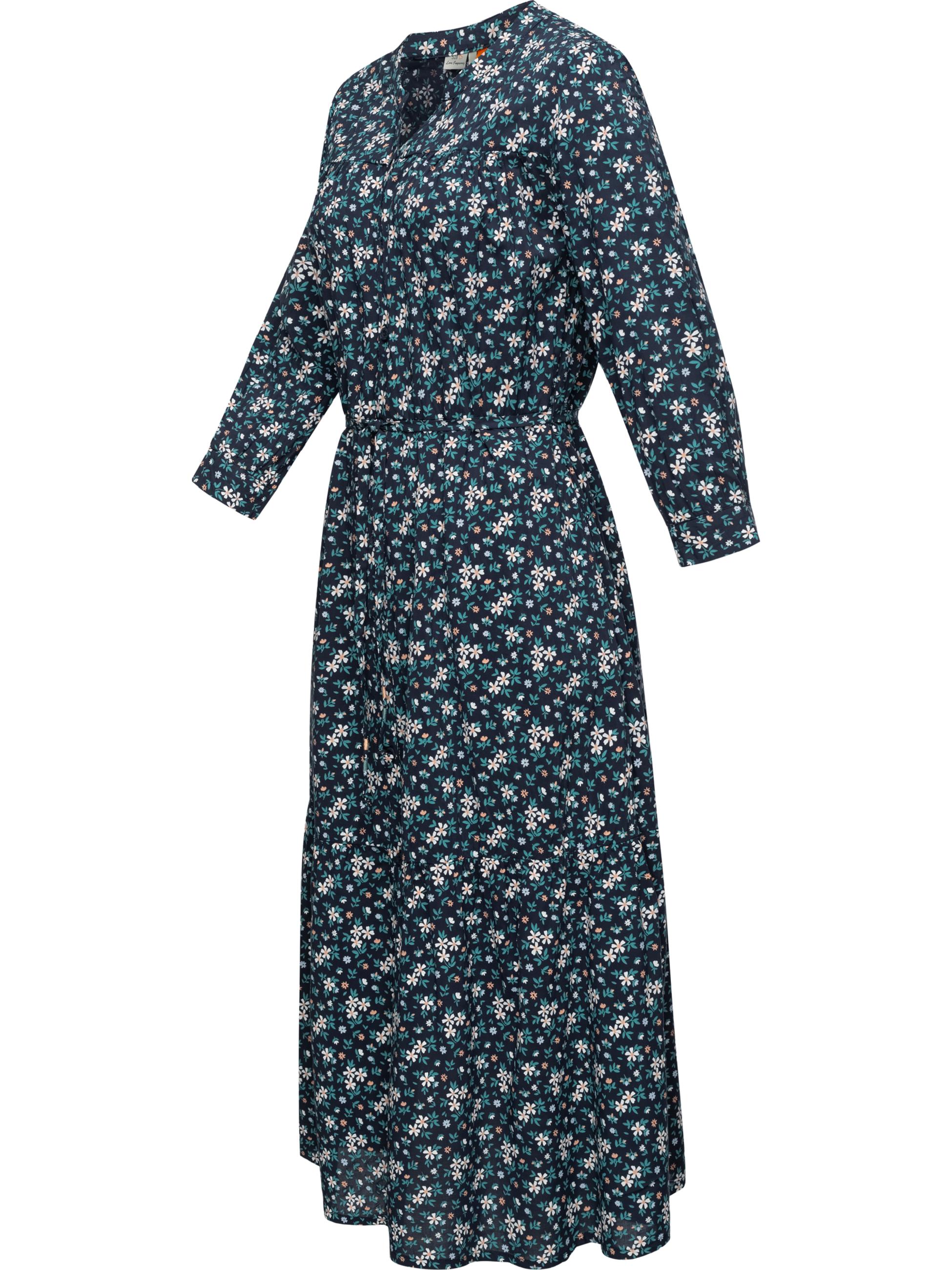 Langarm-Kleid im Blumenmuster "Meve" Navy