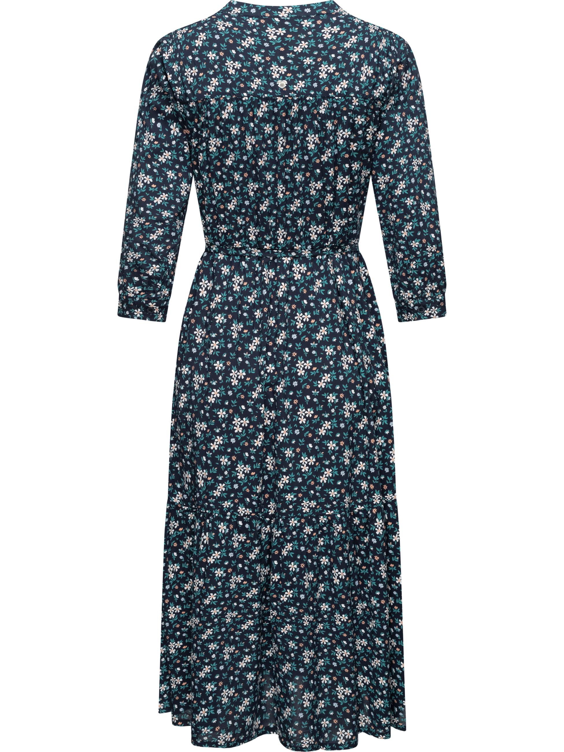 Langarm-Kleid im Blumenmuster "Meve" Navy