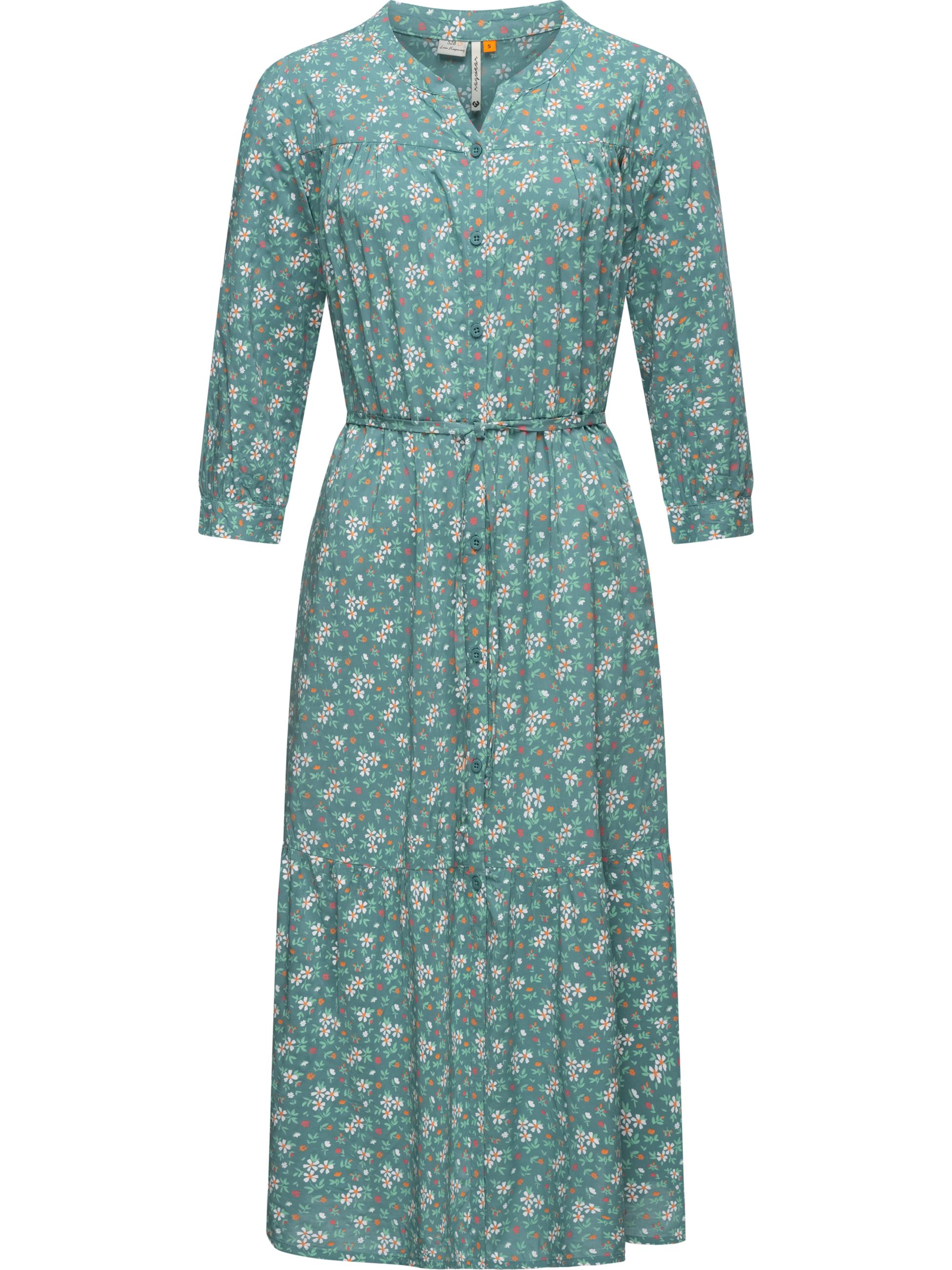 Langarm-Kleid im Blumenmuster "Meve" Ocean Green