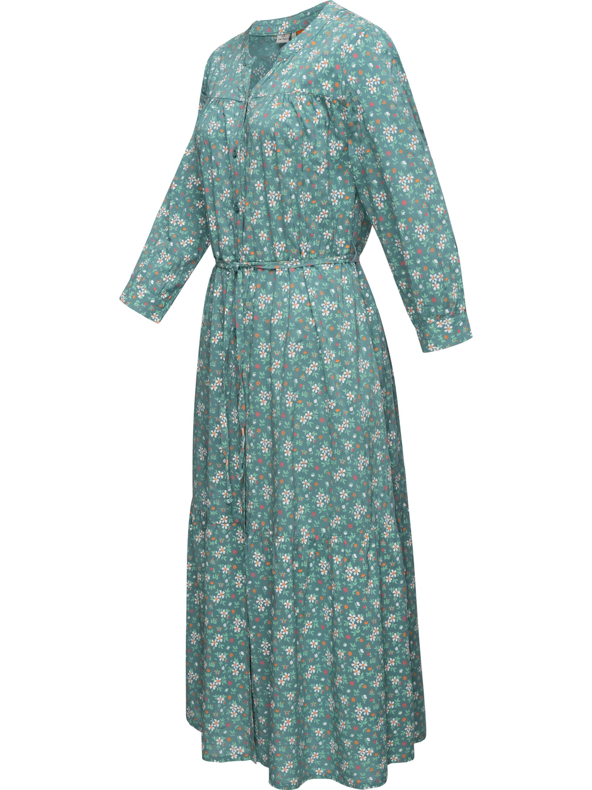 Langarm-Kleid im Blumenmuster "Meve" Ocean Green