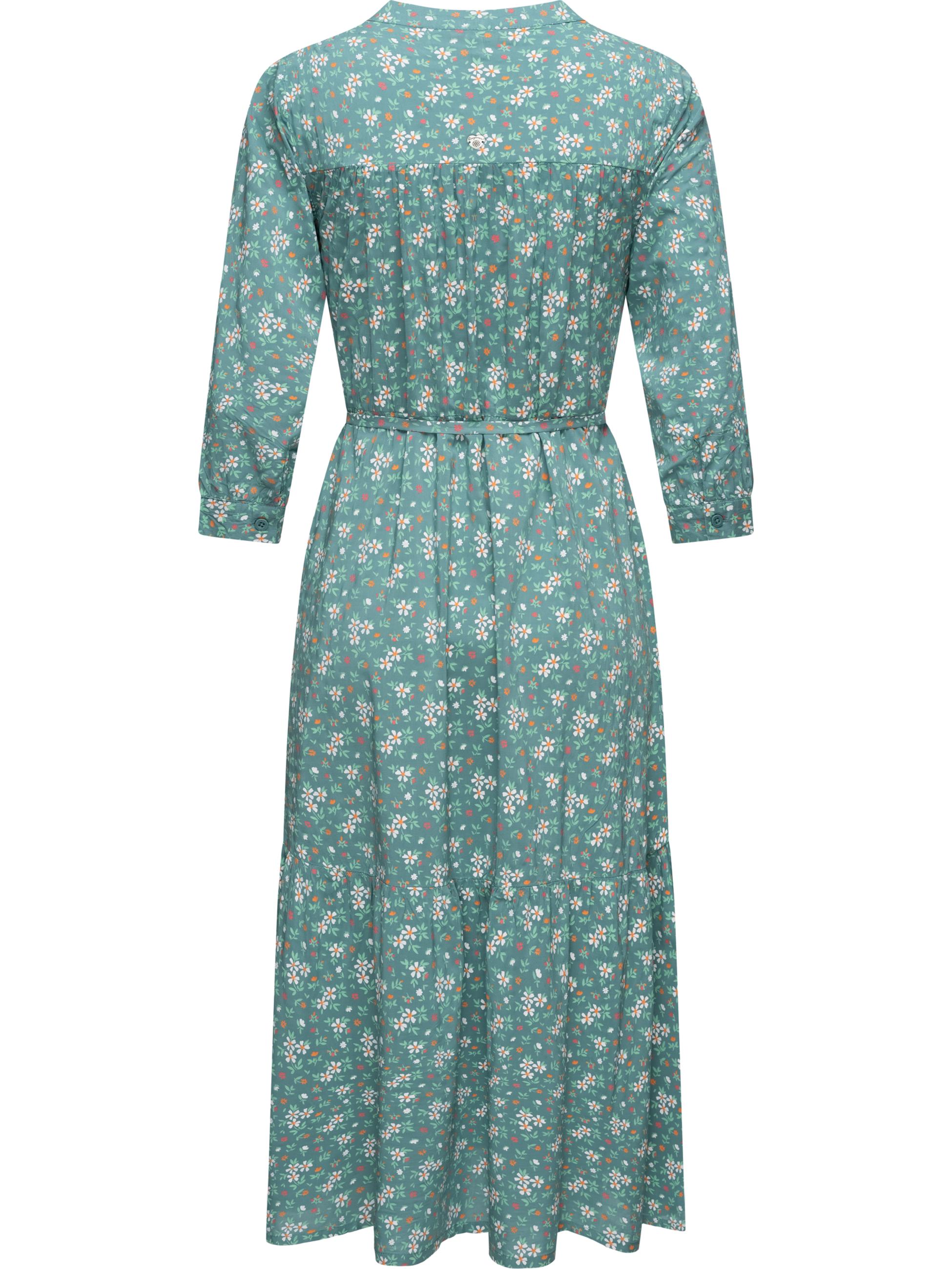 Langarm-Kleid im Blumenmuster "Meve" Ocean Green