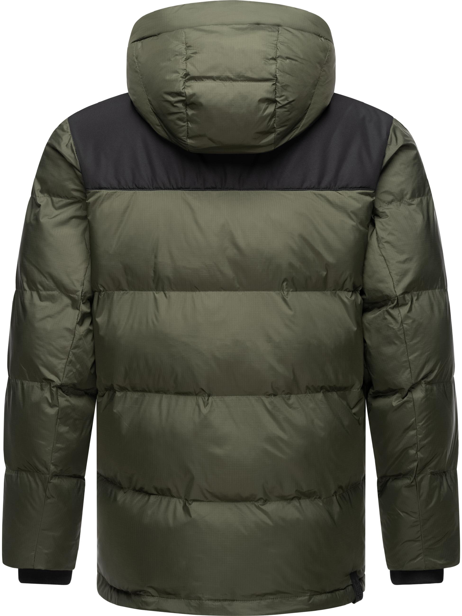 Warme Winter Steppjacke mit Kapuze "Mikkesh" Dark Olive