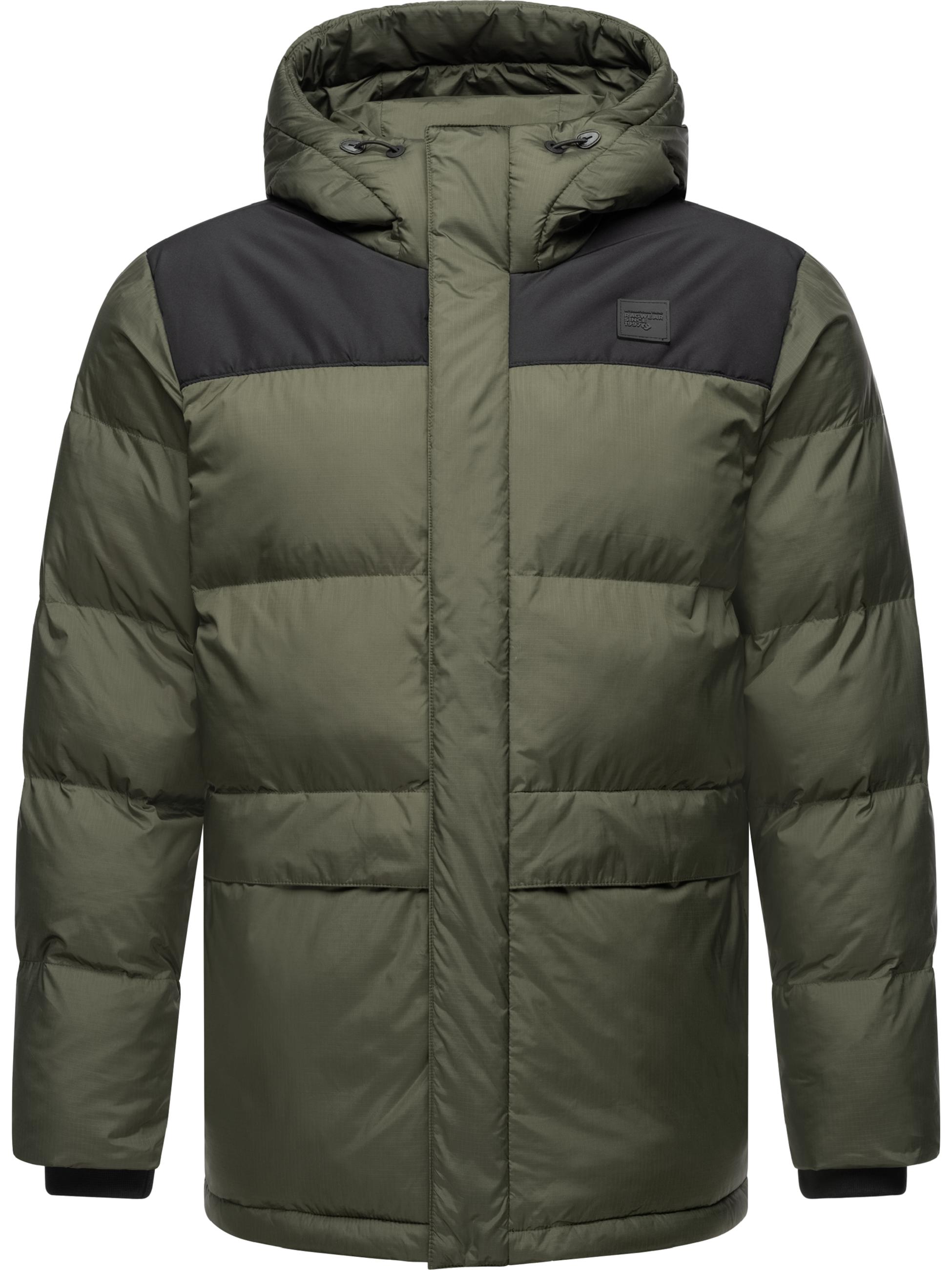 Warme Winter Steppjacke mit Kapuze "Mikkesh" Dark Olive