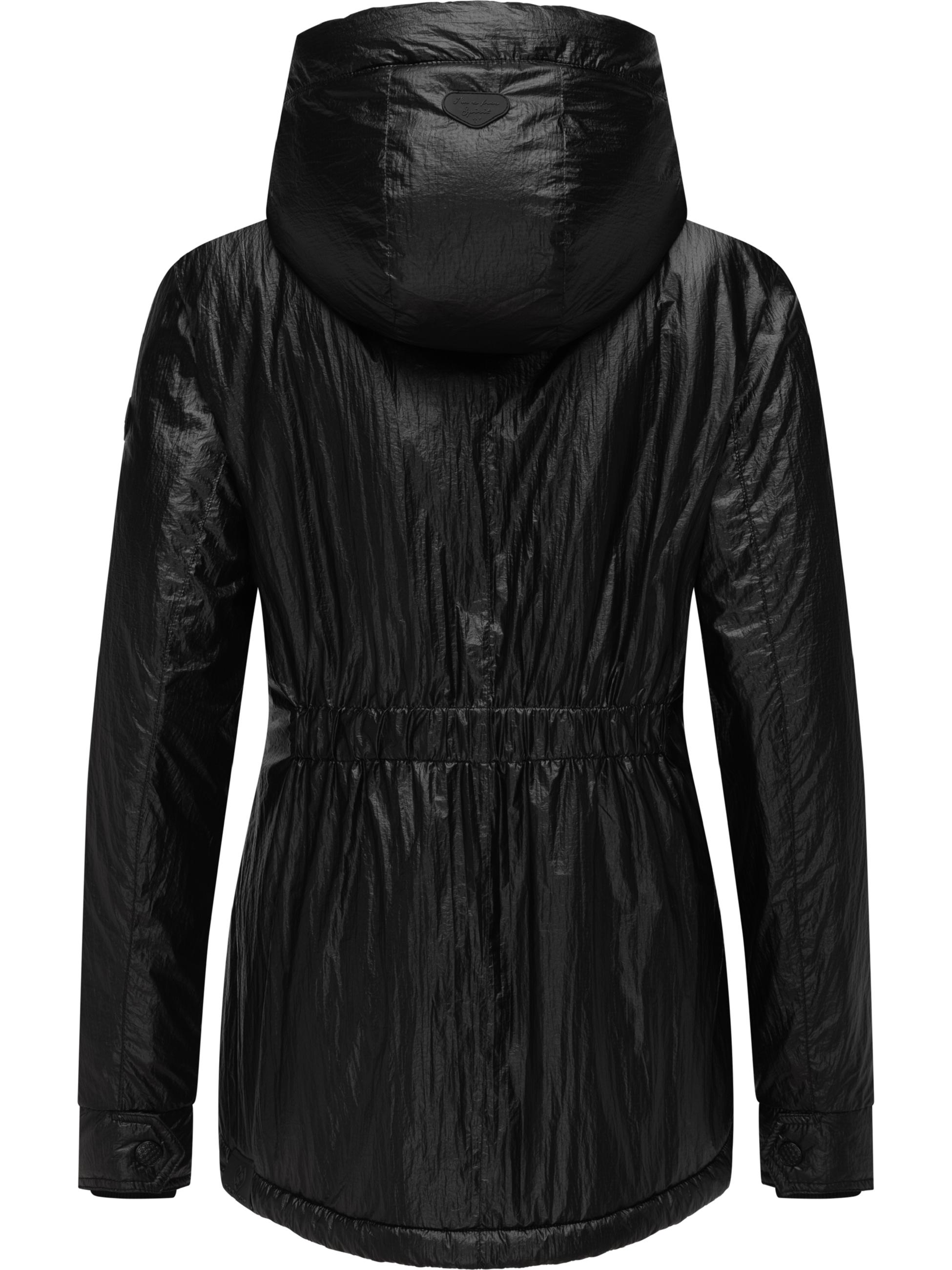 Glänzende Winterjacke mit Kapuze "Monadde Bling" Black