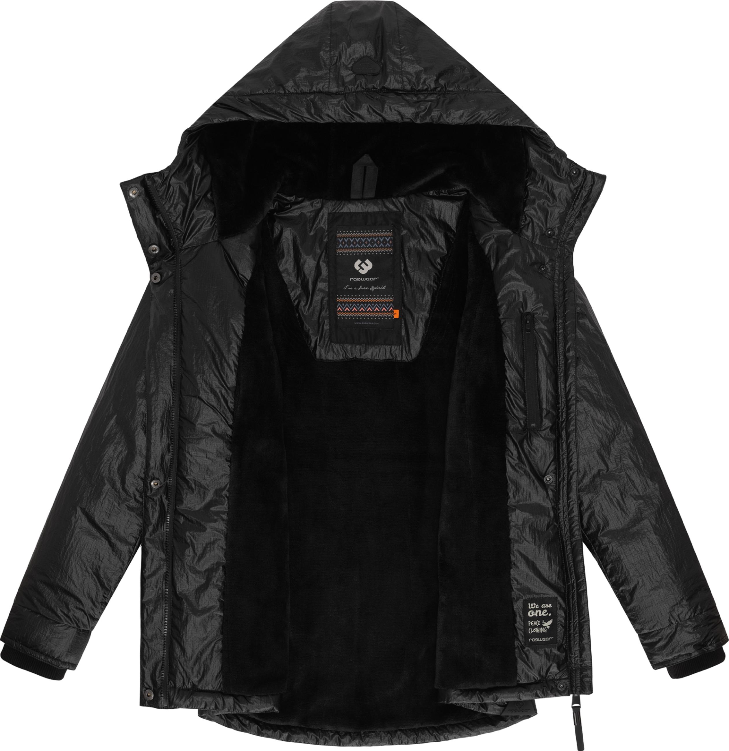 Glänzende Winterjacke mit Kapuze "Monadde Bling" Black