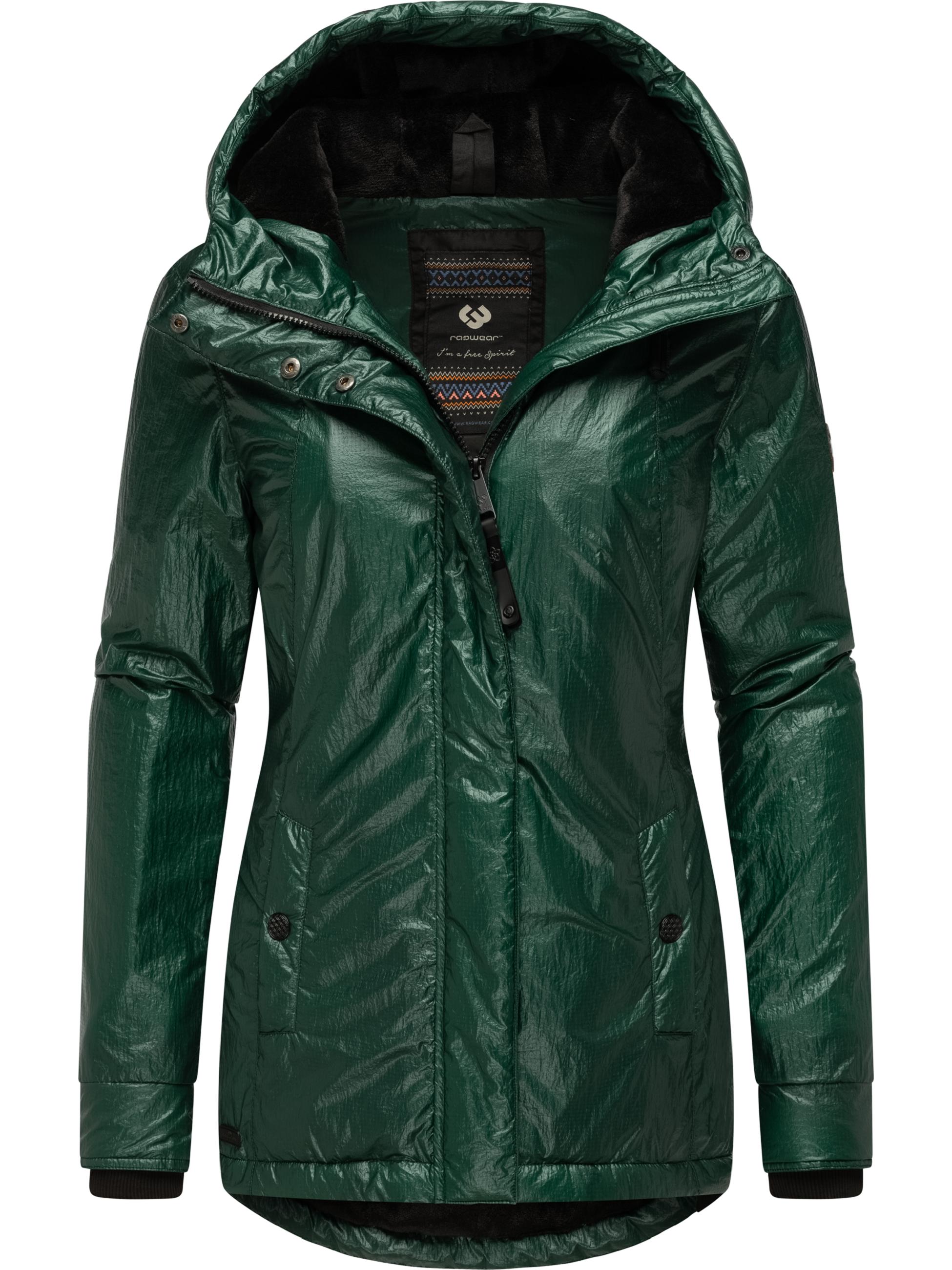 Glänzende Winterjacke mit Kapuze "Monadde Bling" Green