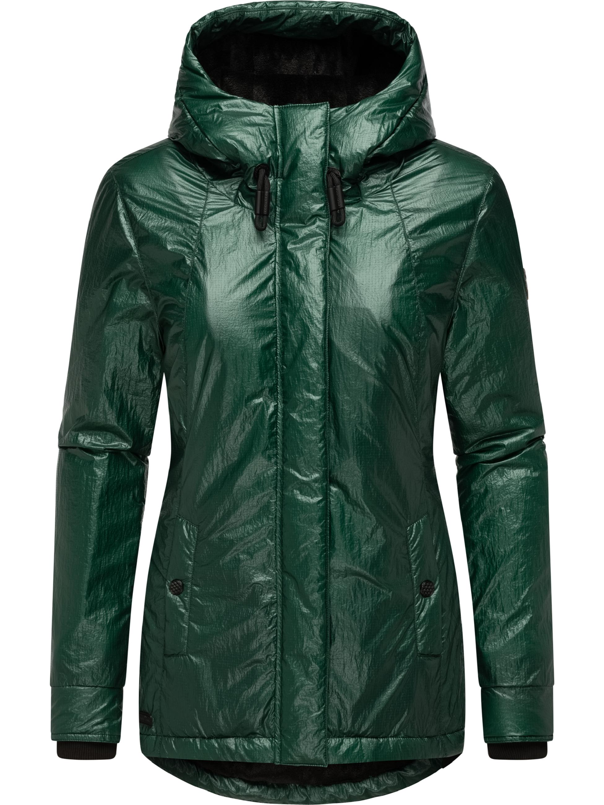 Glänzende Winterjacke mit Kapuze "Monadde Bling" Green